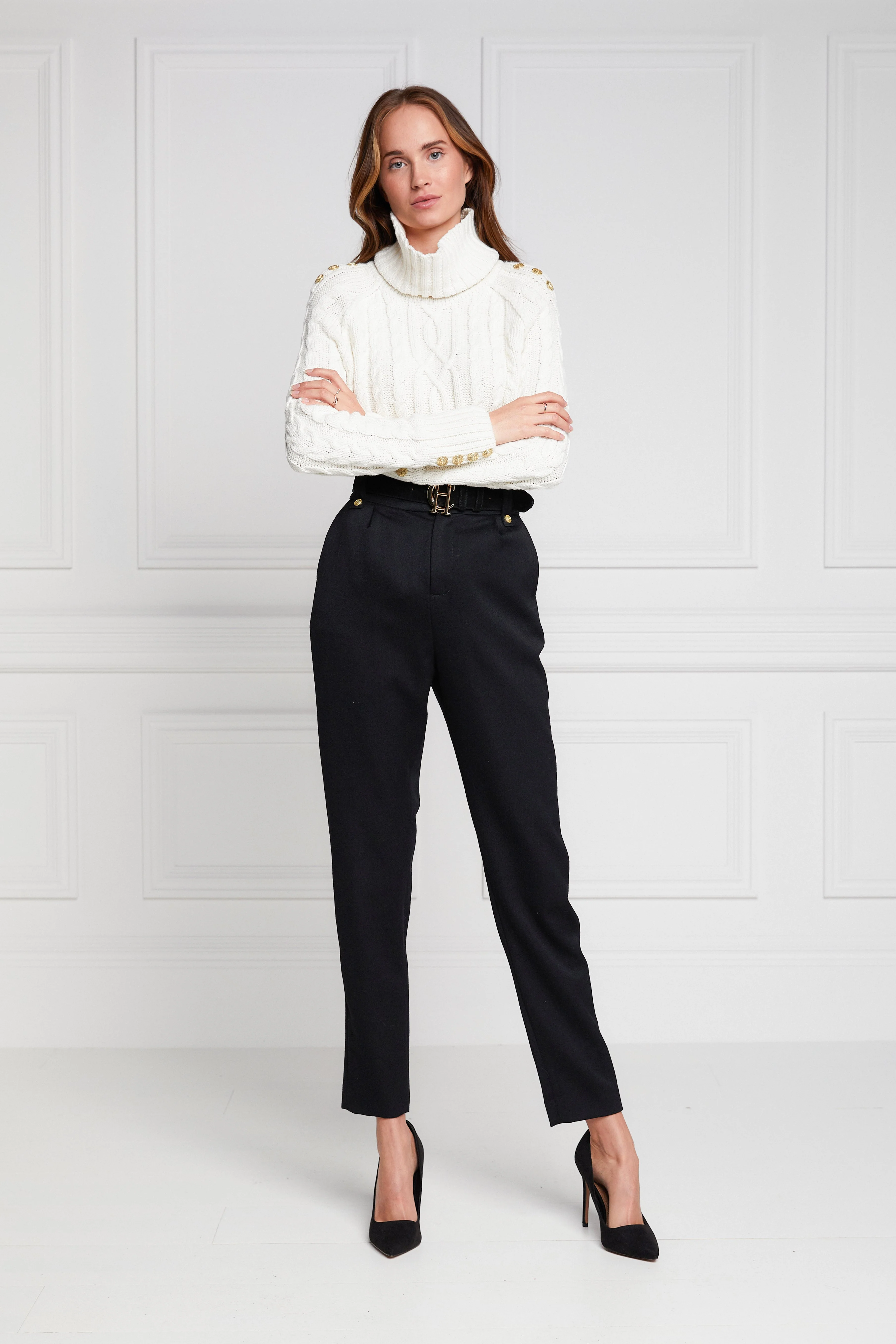 High Waisted Peg Trouser (Black Barathea) - Image 5