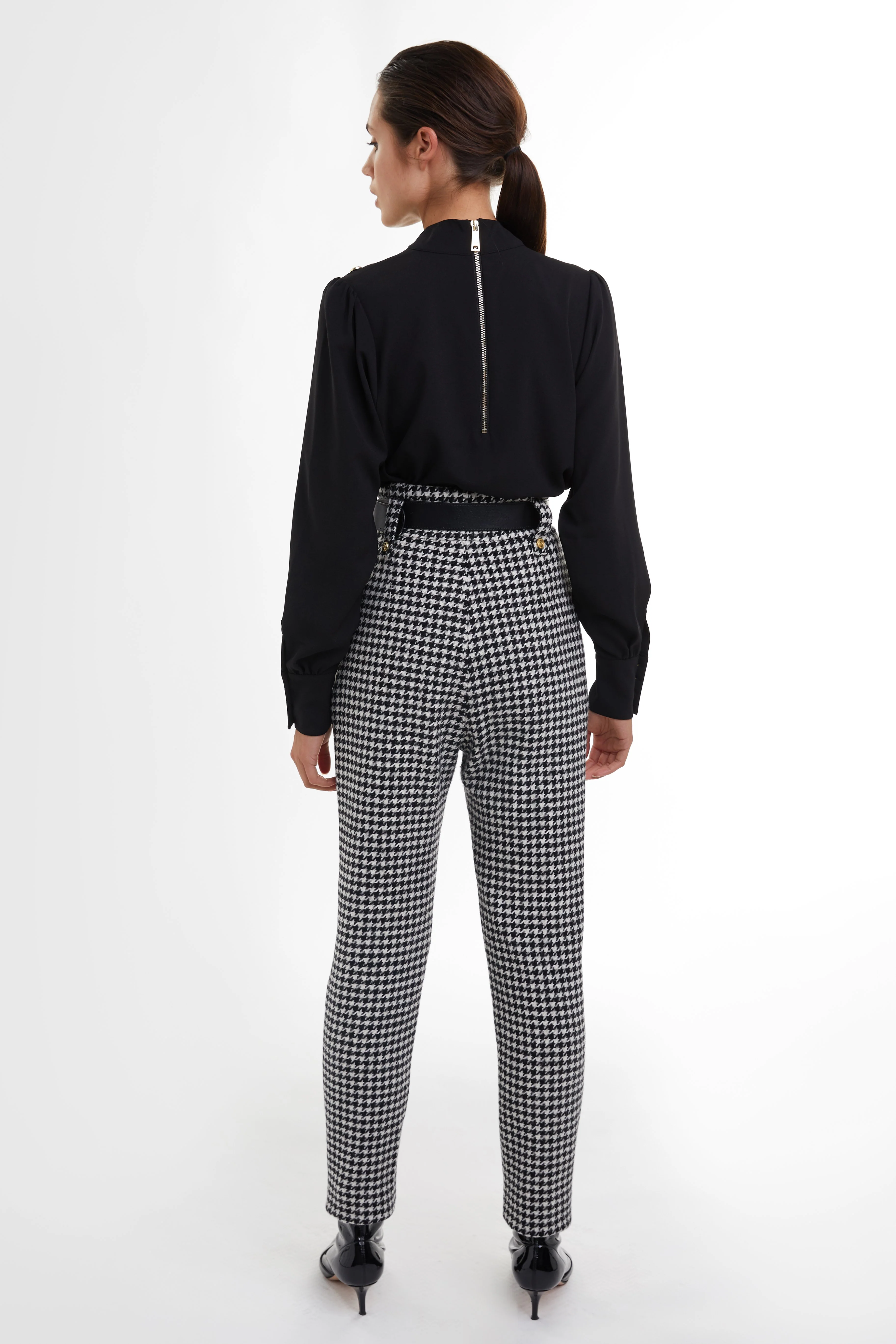 High Waisted Peg Trouser (Houndstooth) - Image 6