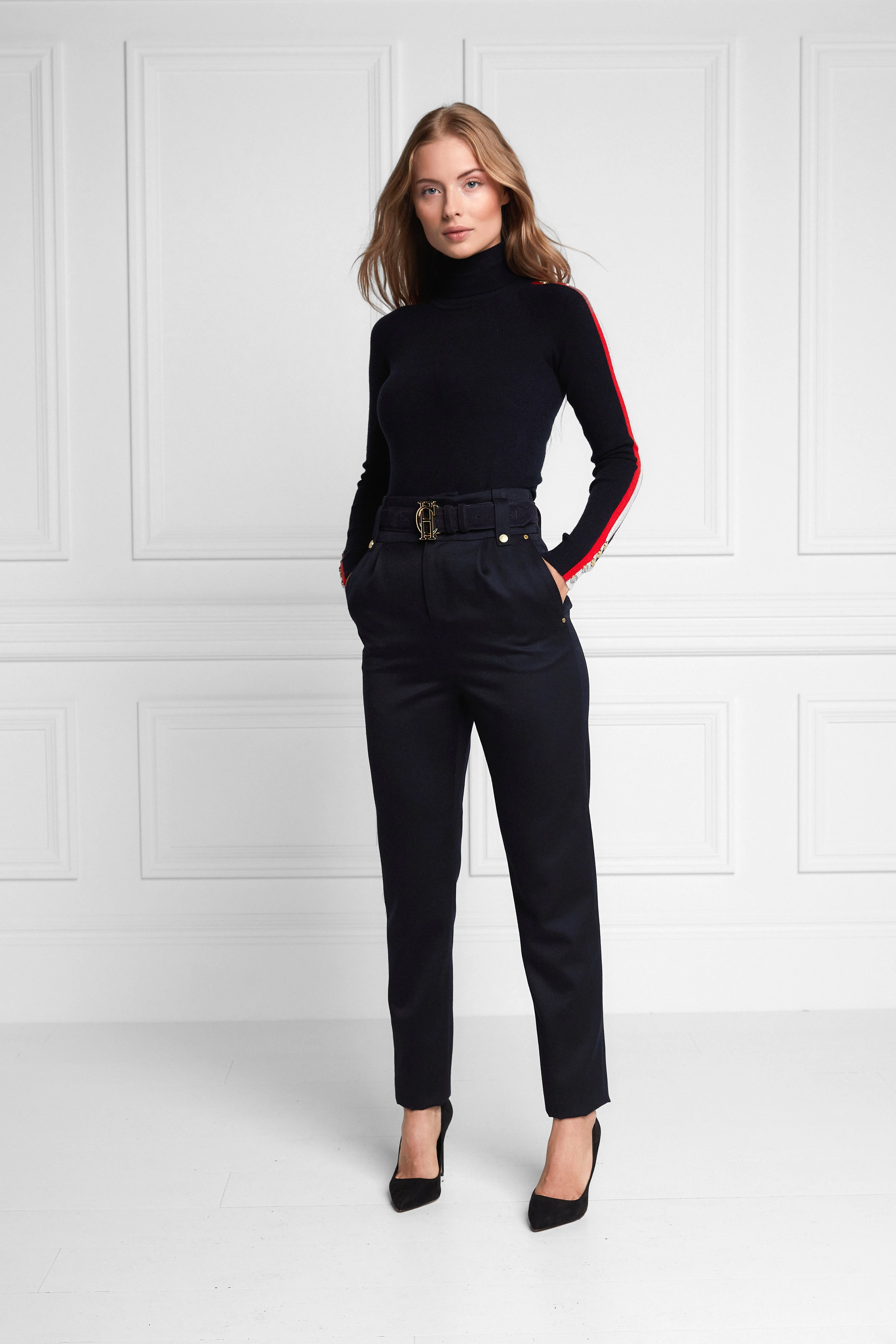 High Waisted Peg Trouser (Navy Barathea) - Image 6