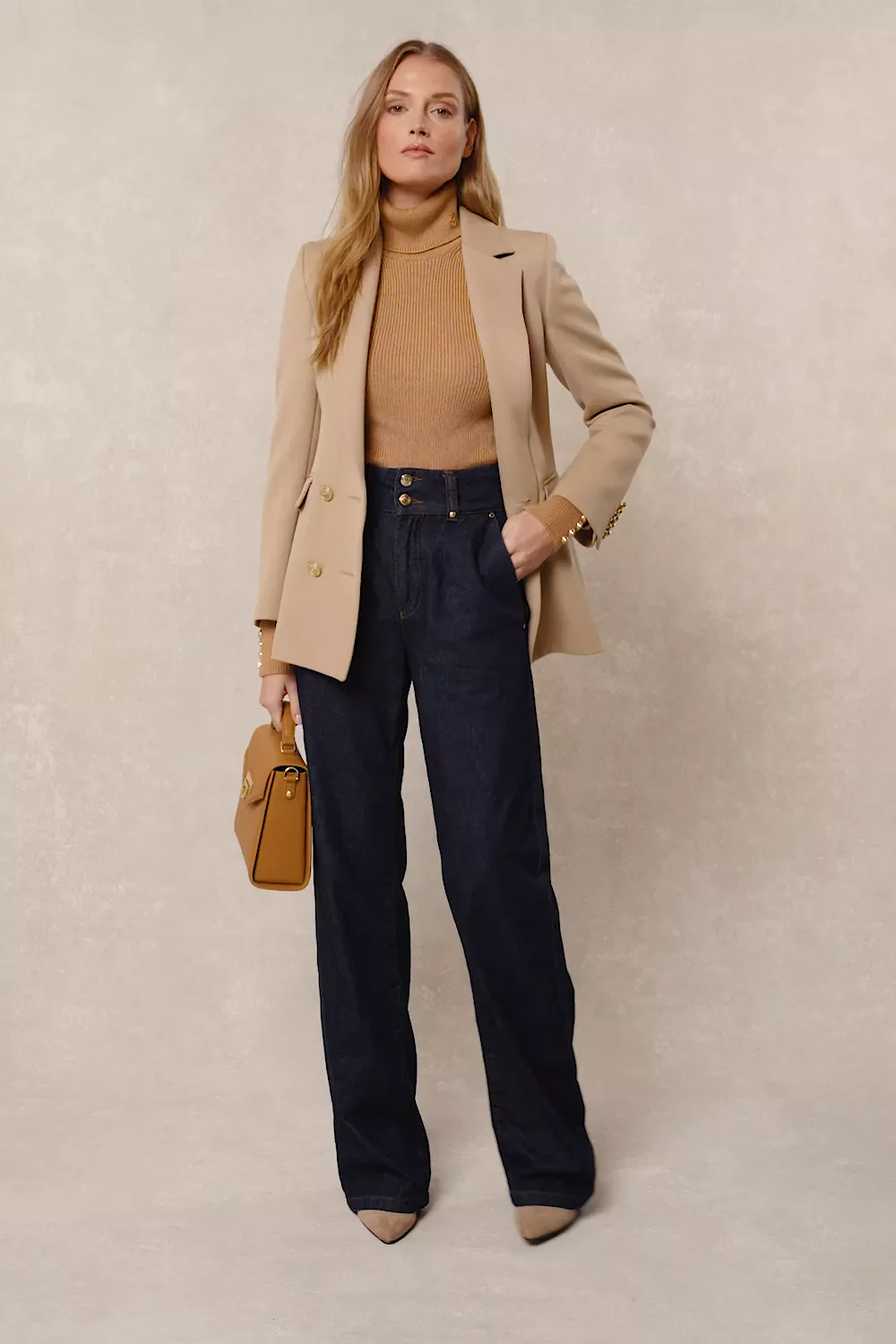 Tailored Wide Leg Jean (Deep Indigo) - Image 5