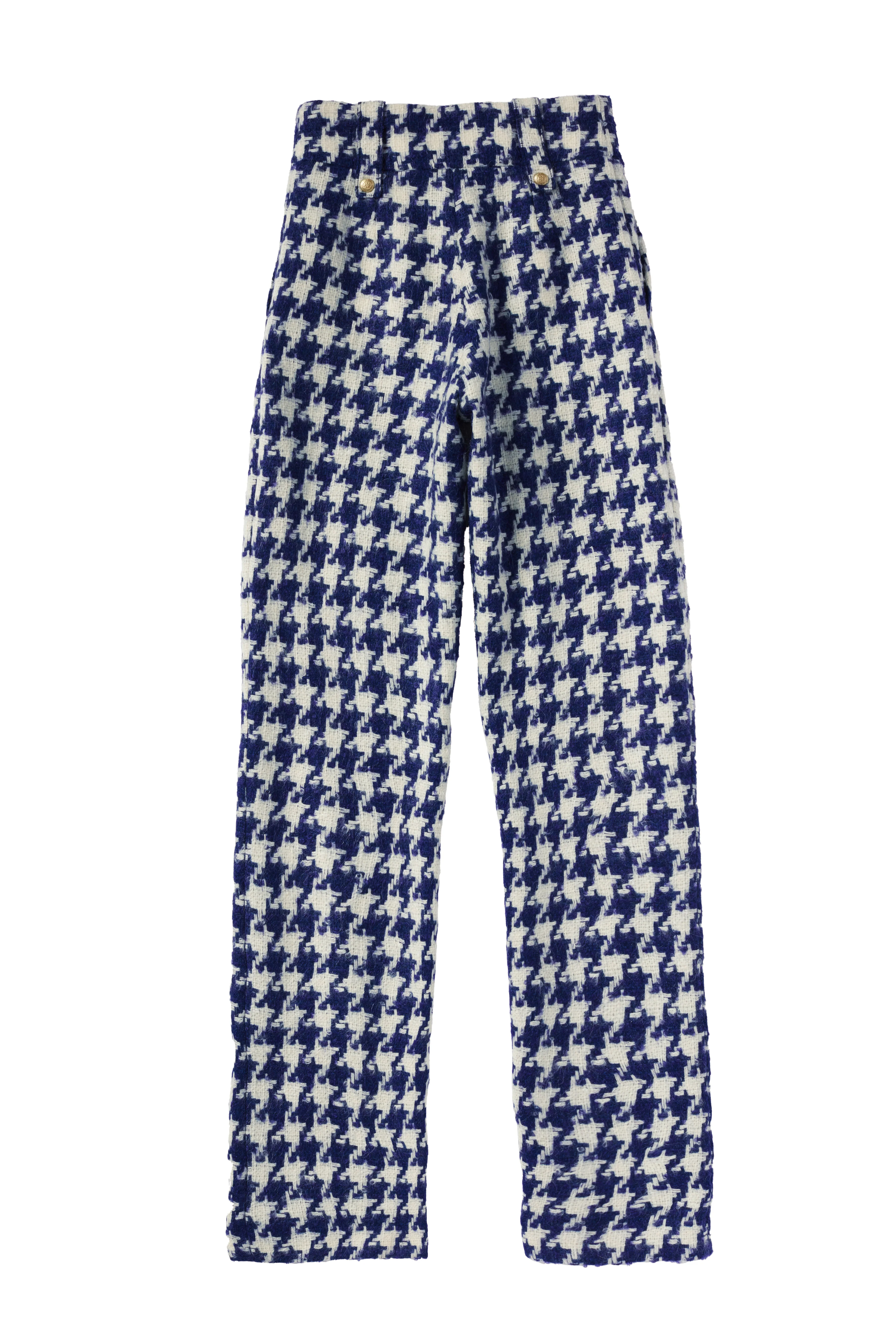 High Waisted Straight Trouser (Large Scale Navy Houndstooth) - Image 7