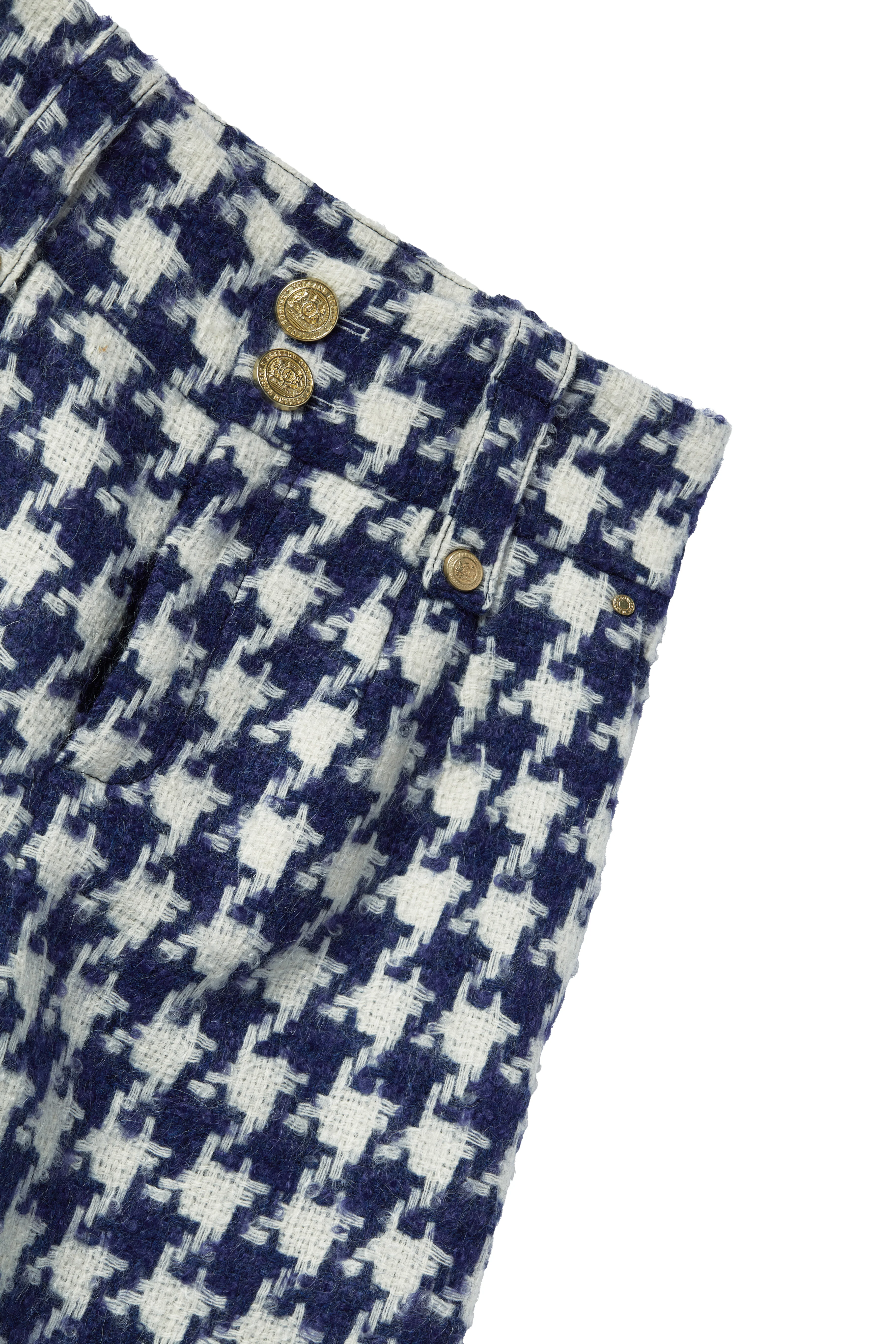 High Waisted Straight Trouser (Large Scale Navy Houndstooth) - Image 9