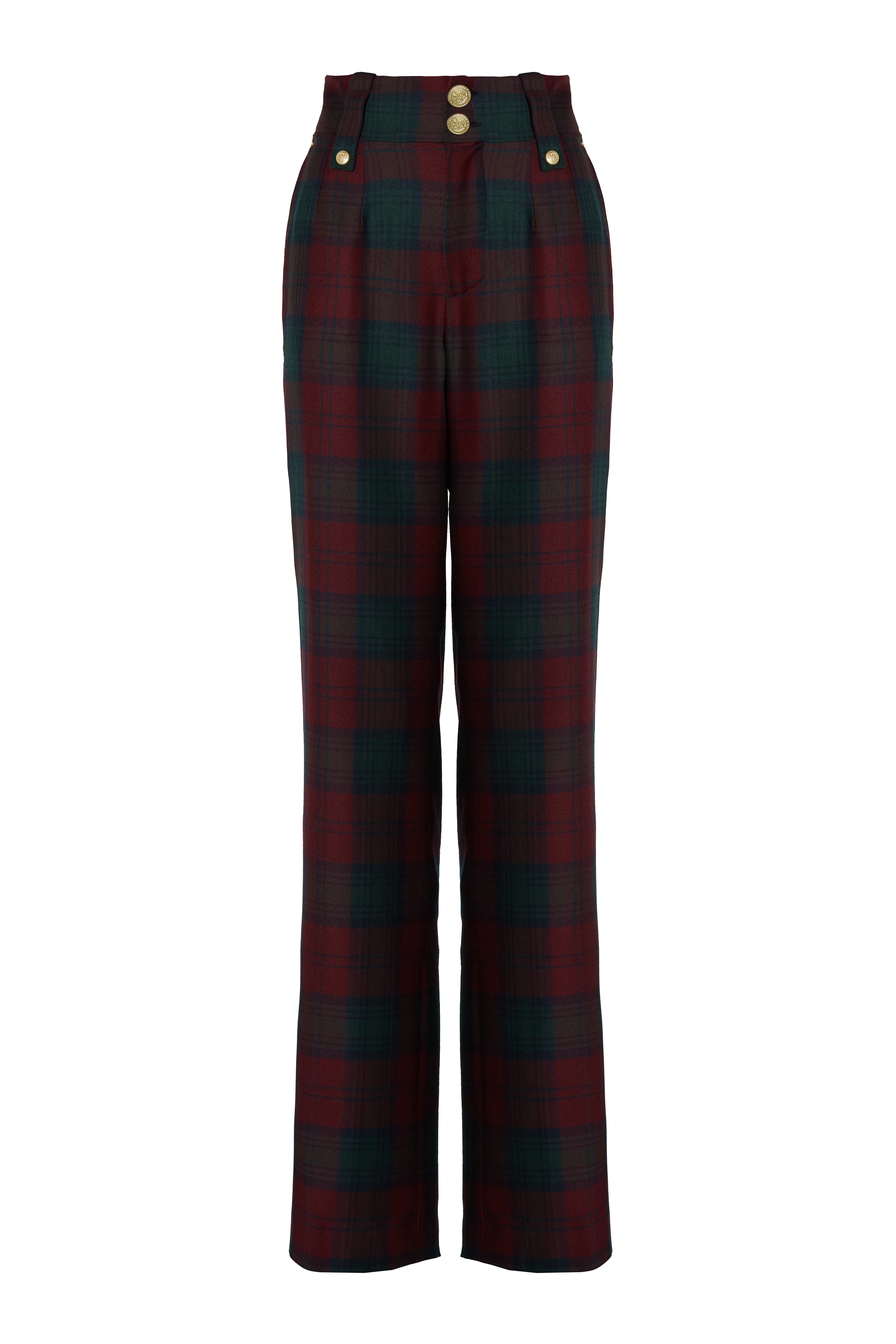 High Waisted Straight Trouser (Mulberry Tartan) - Image 4