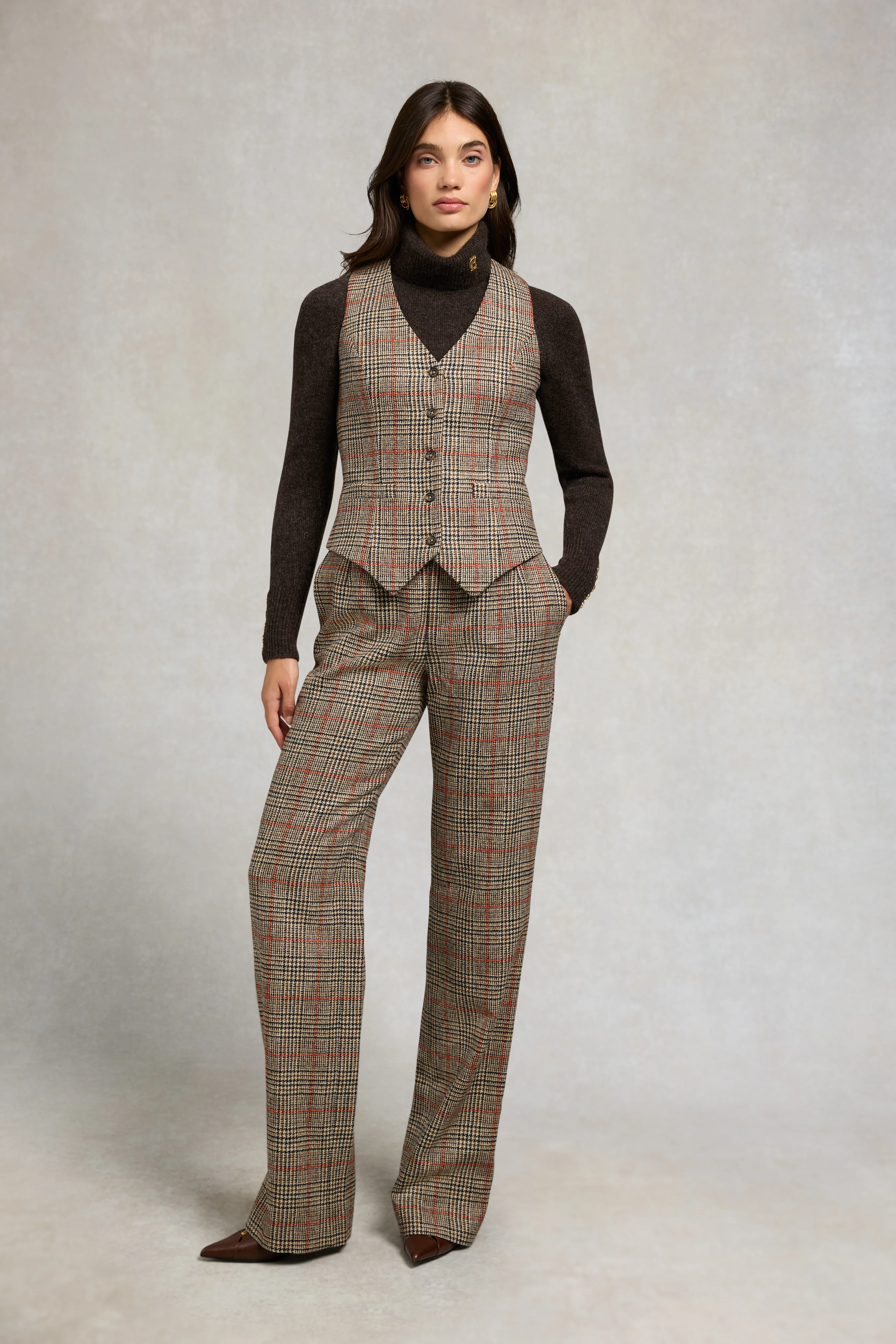 High Waisted Straight Trouser (Orange Windsor) - Image 2