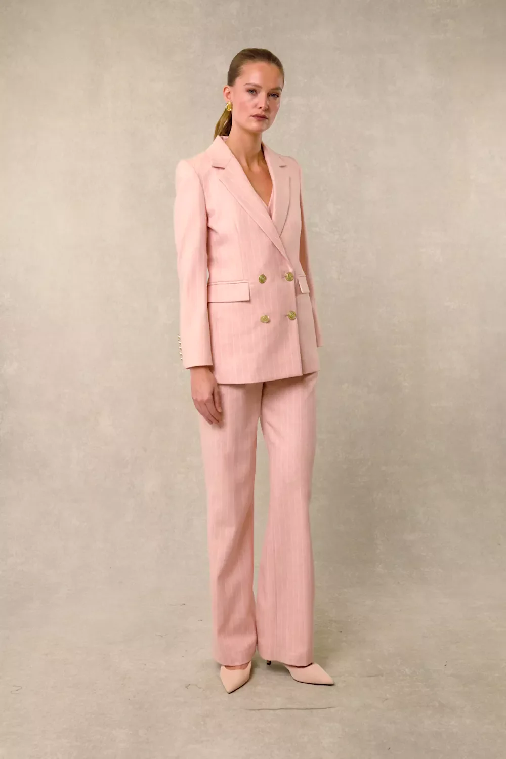 High Waisted Straight Trouser (Pink Chalk Pinstripe) - Image 5