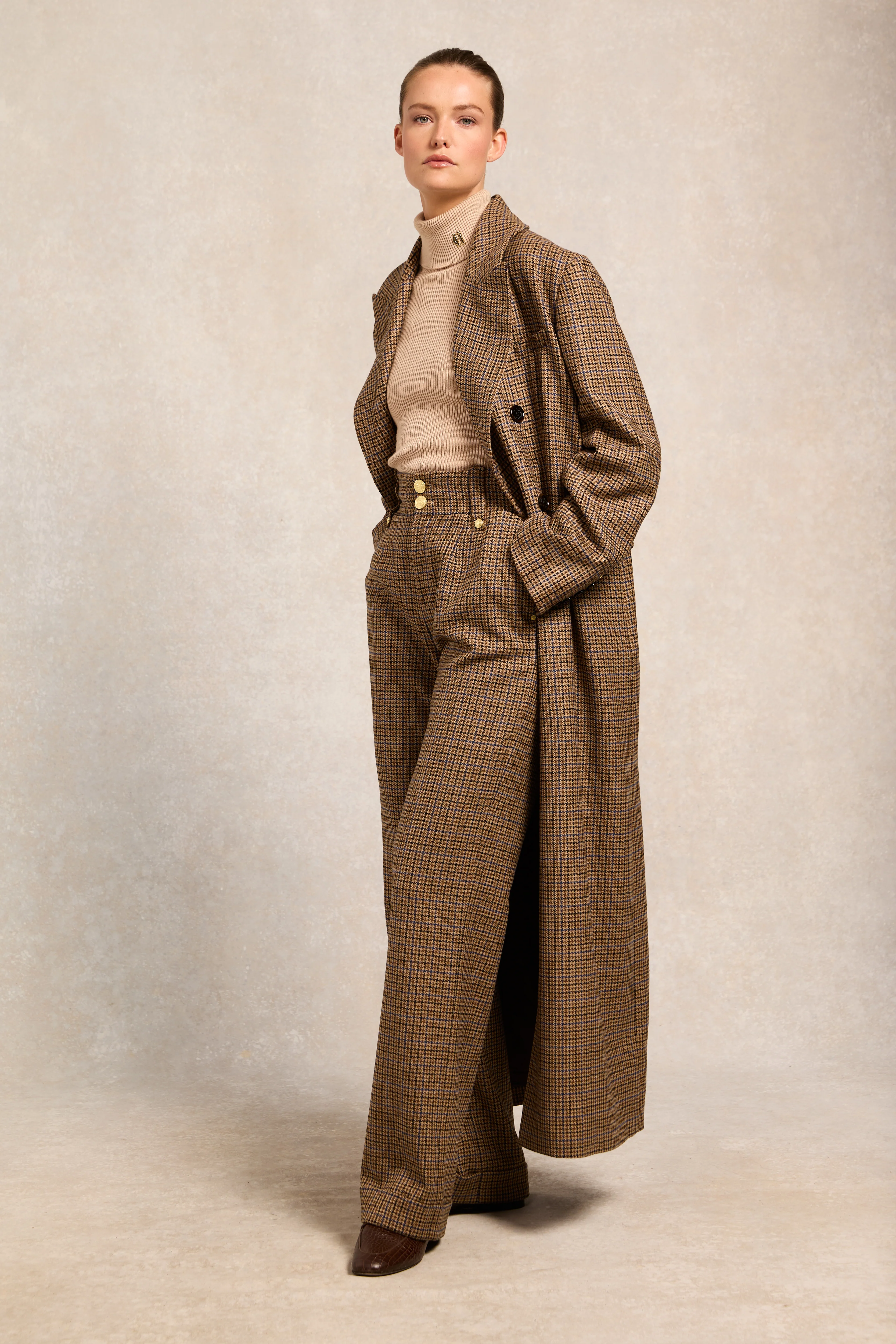 High Waisted Wide Leg Trouser (Abbot Check Tweed) - Image 2