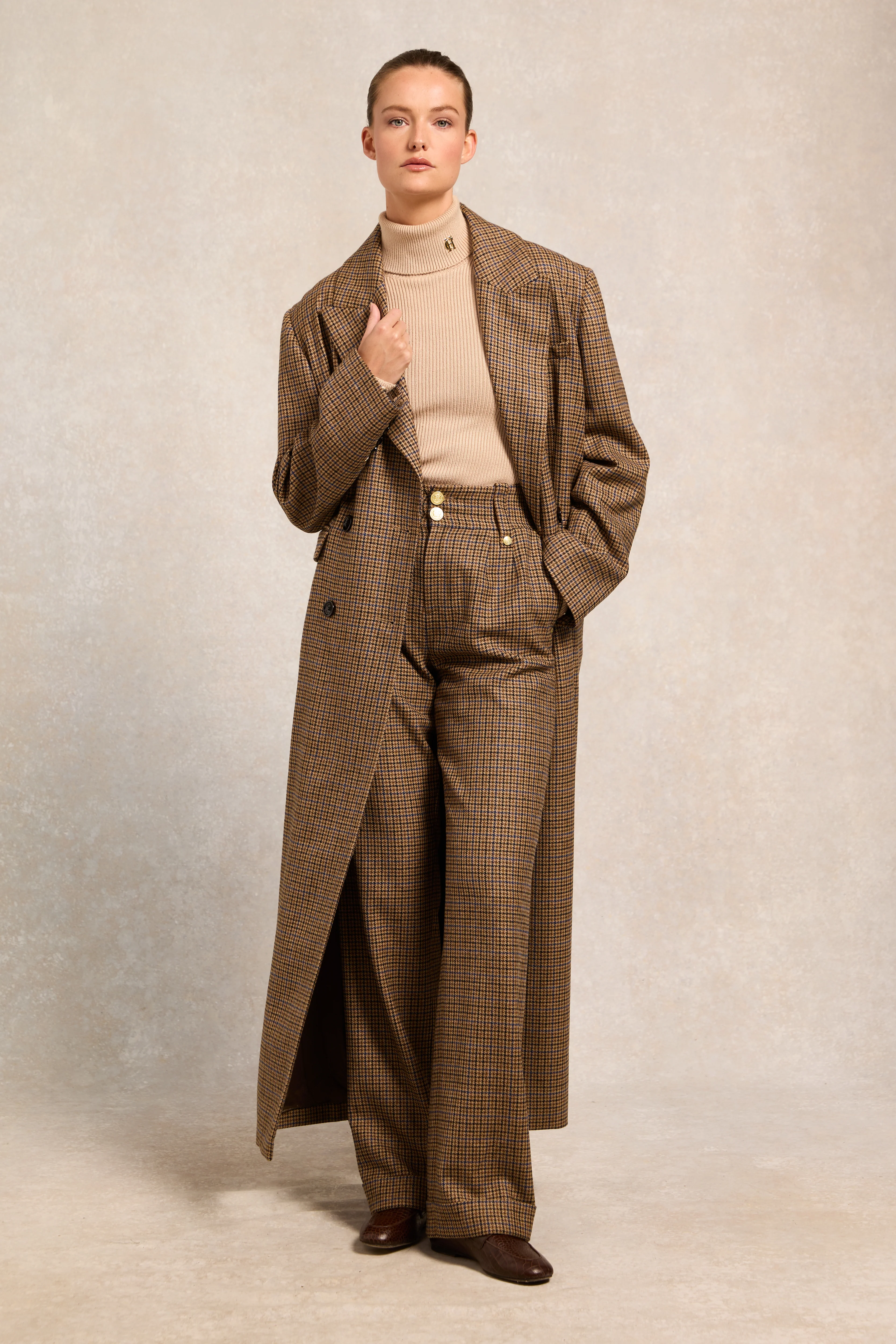 High Waisted Wide Leg Trouser (Abbot Check Tweed) - Image 3