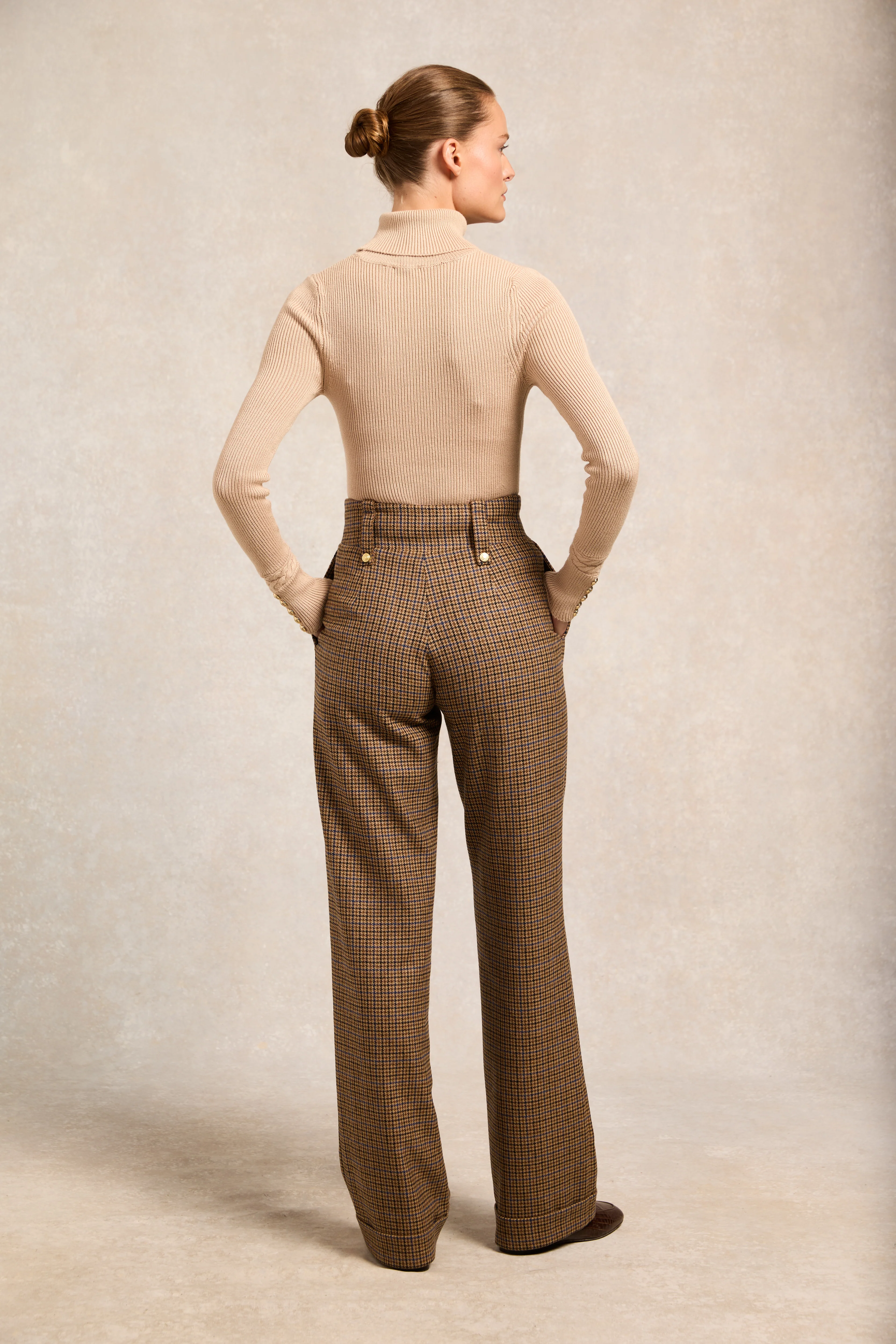 High Waisted Wide Leg Trouser (Abbot Check Tweed) - Image 5