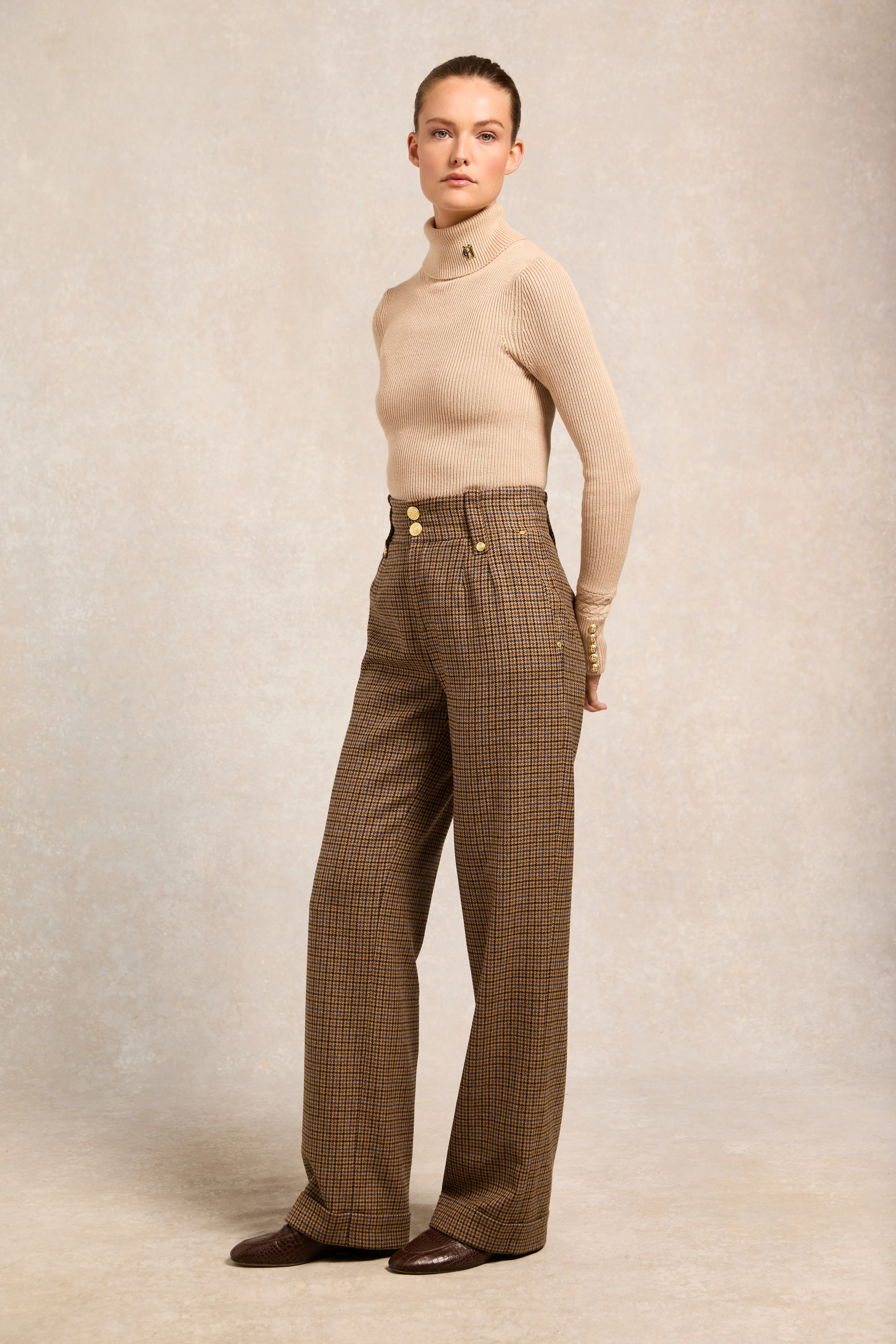 High Waisted Wide Leg Trouser (Abbot Check Tweed) - Image 6