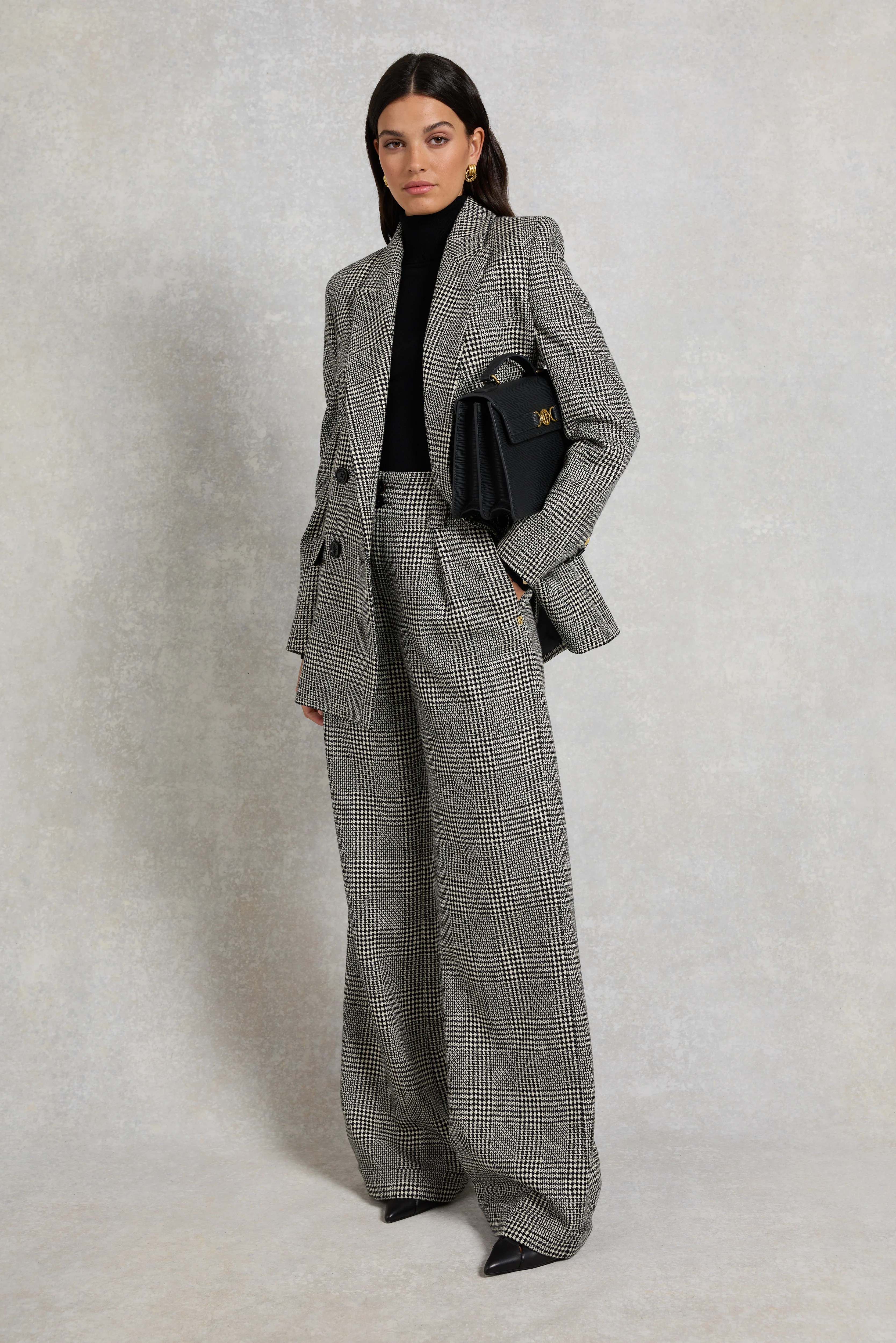 High Waisted Wide Leg Trouser (Prince Of Wales Mono) - Image 3