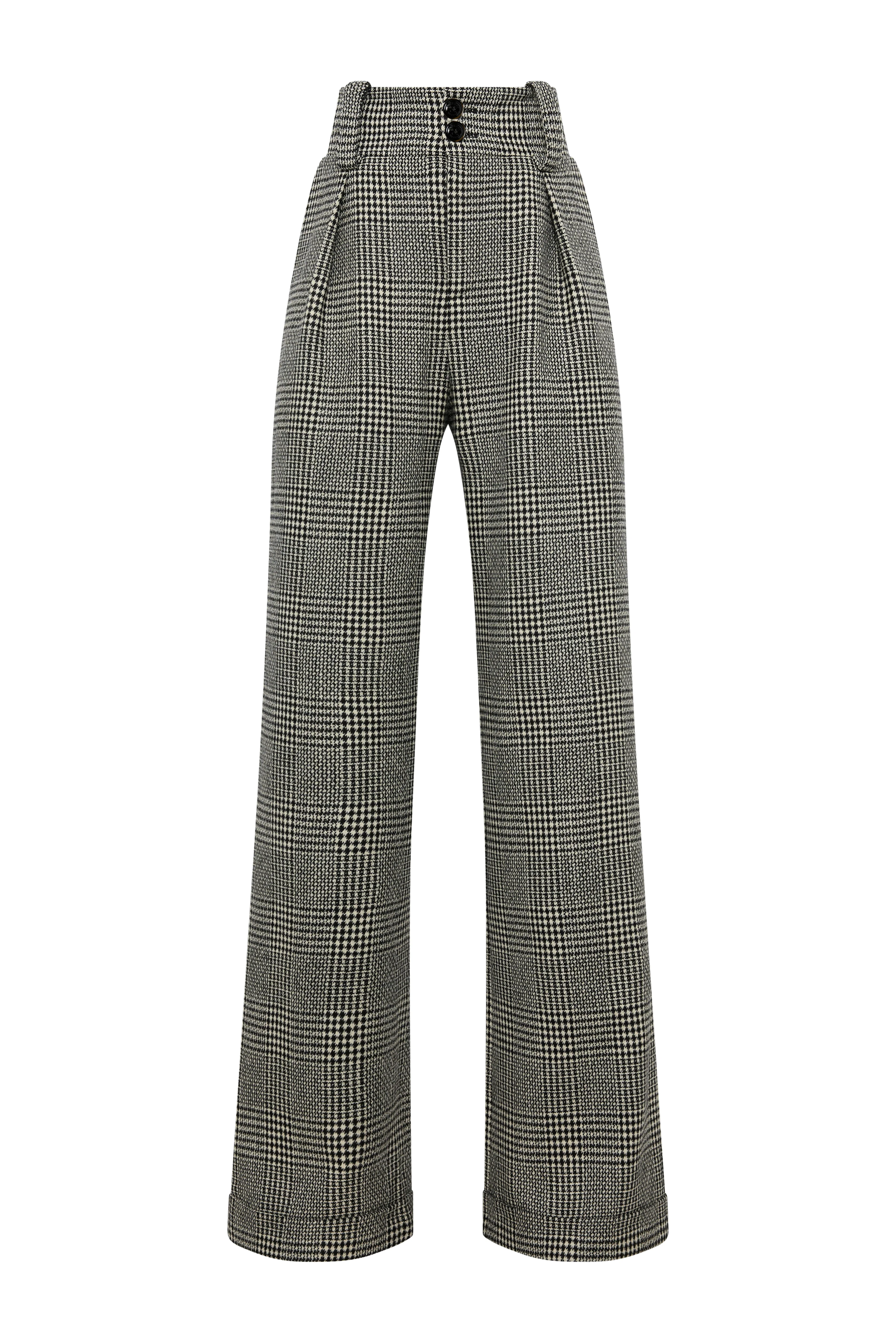 High Waisted Wide Leg Trouser (Prince Of Wales Mono) - Image 4