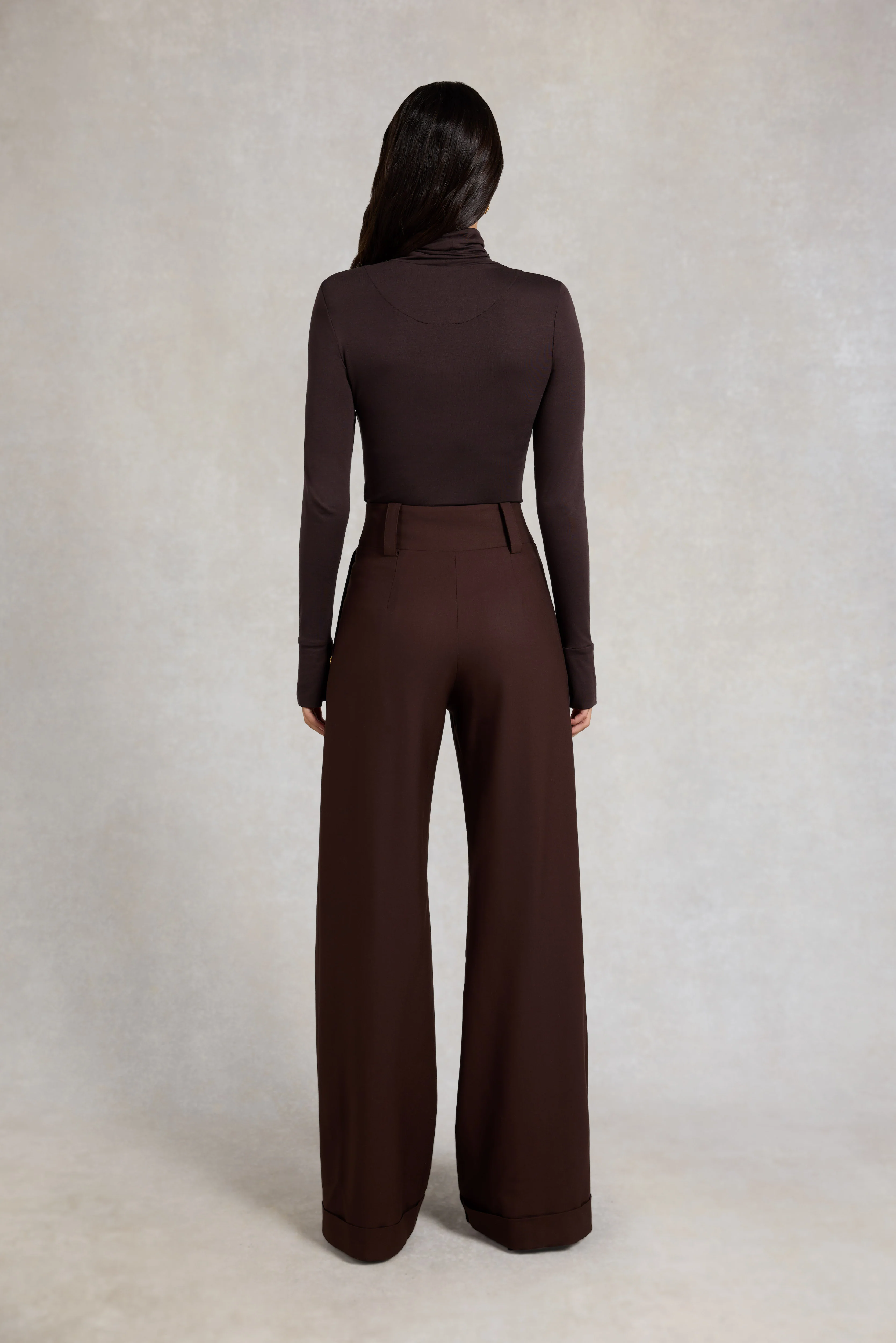 High Waisted Wide Leg Trouser (Walnut Twill) - Image 5