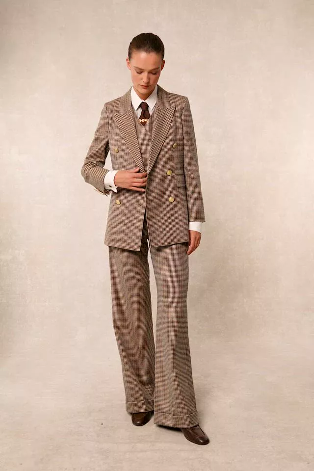 High Waisted Wide Leg Trouser (Westminster Tweed) - Image 5