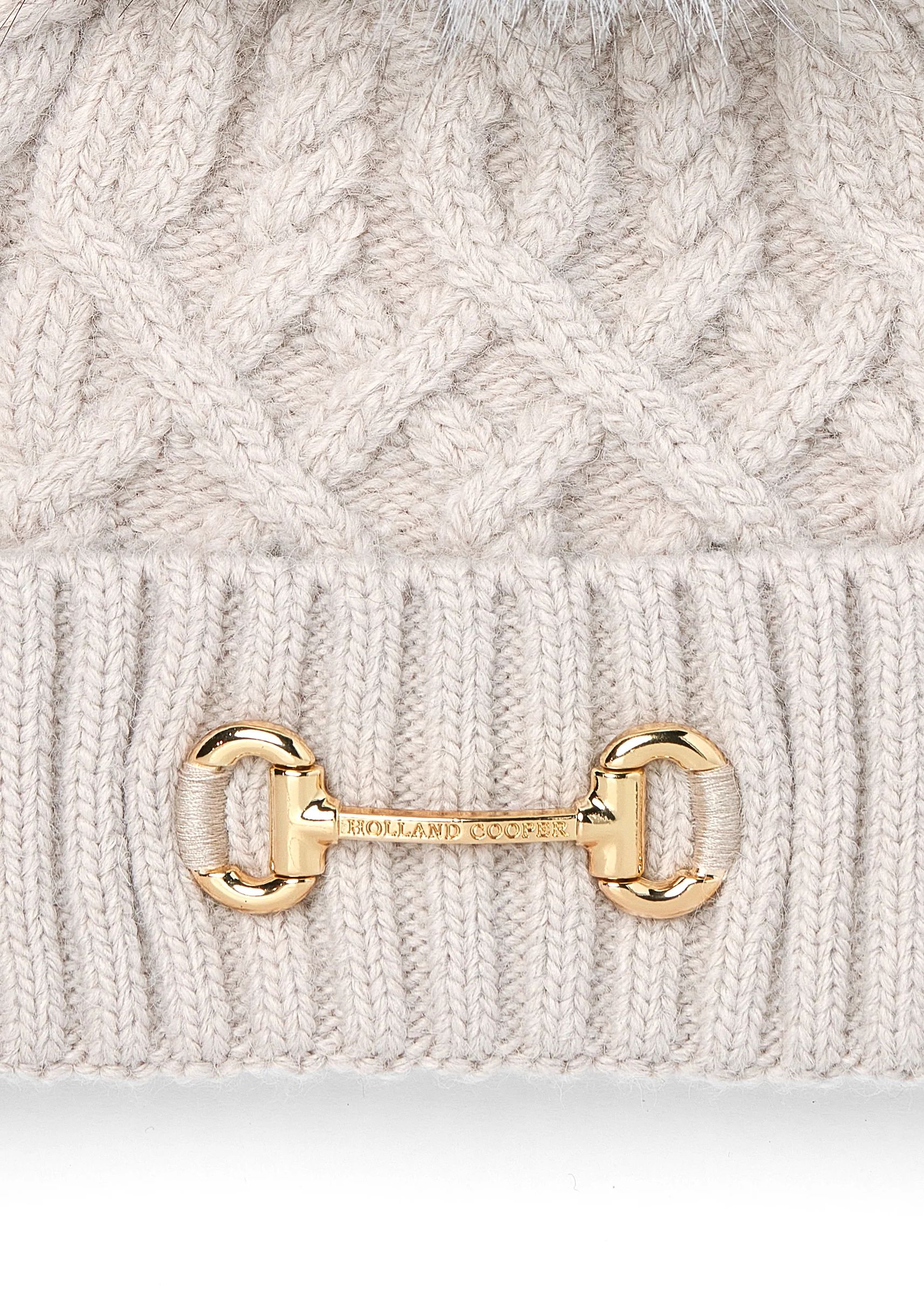 Horsebit Bobble Hat (Taupe) - Image 3