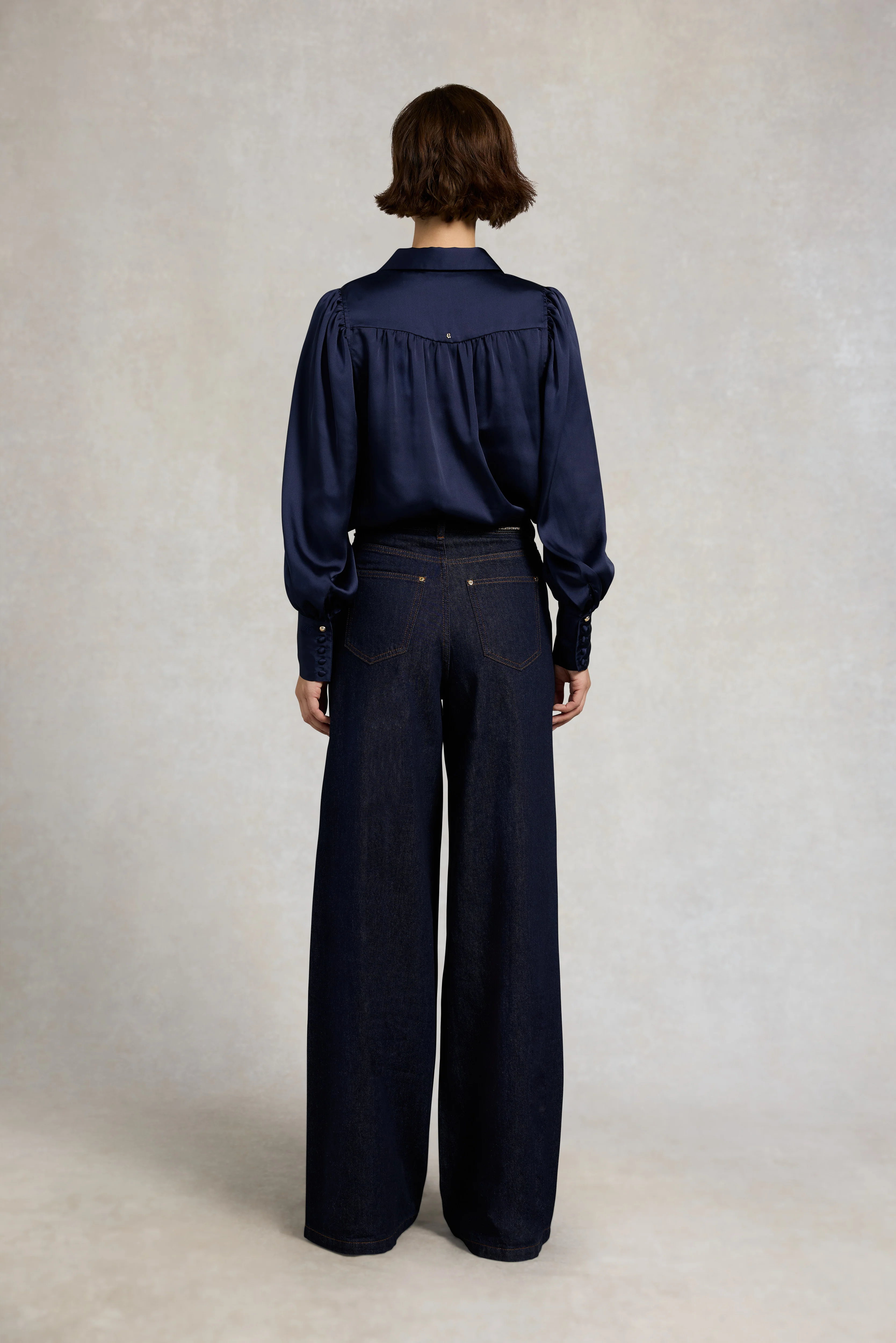 Iona Satin Shirt (Deep Navy) - Image 5
