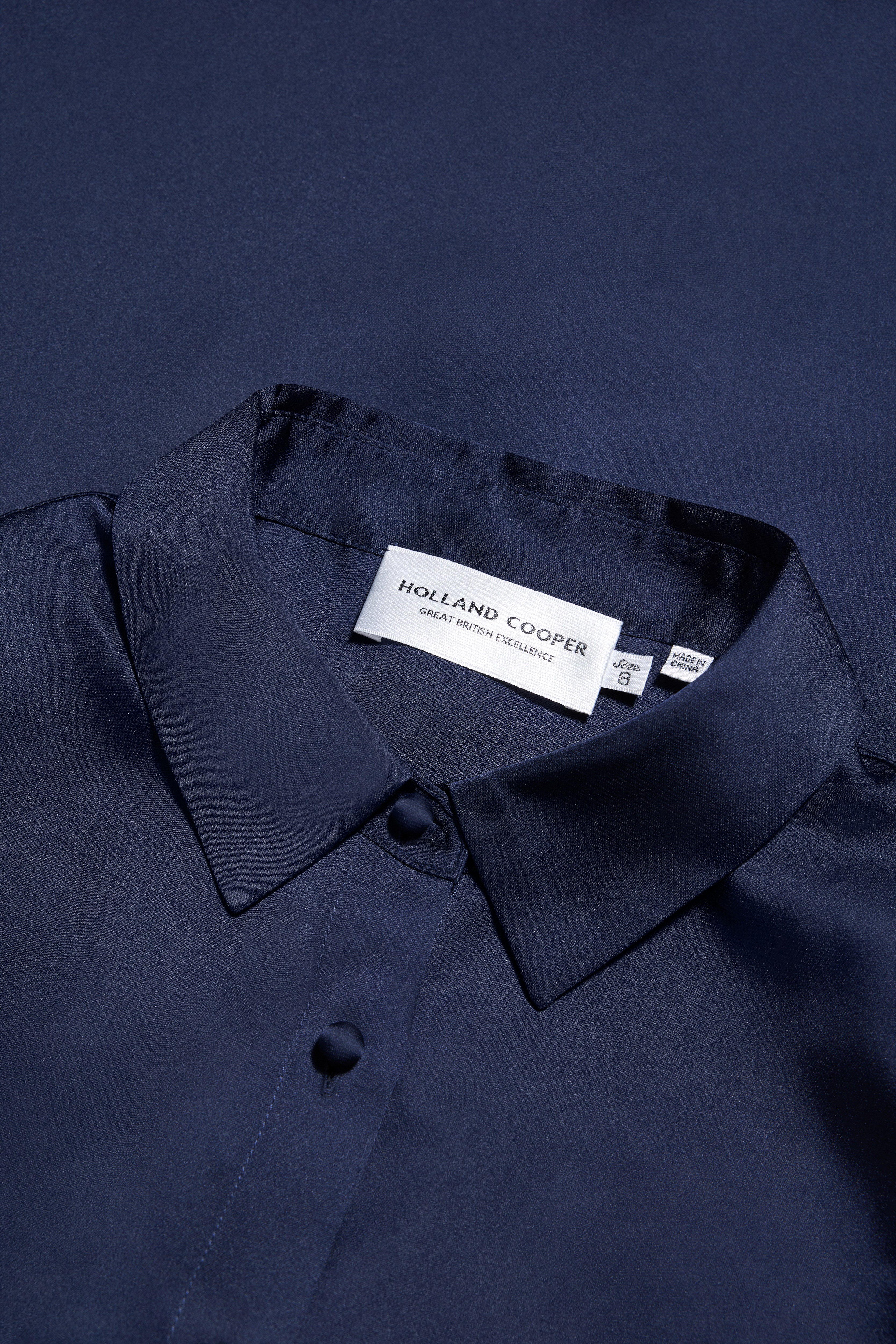 Iona Satin Shirt (Deep Navy) - Image 8