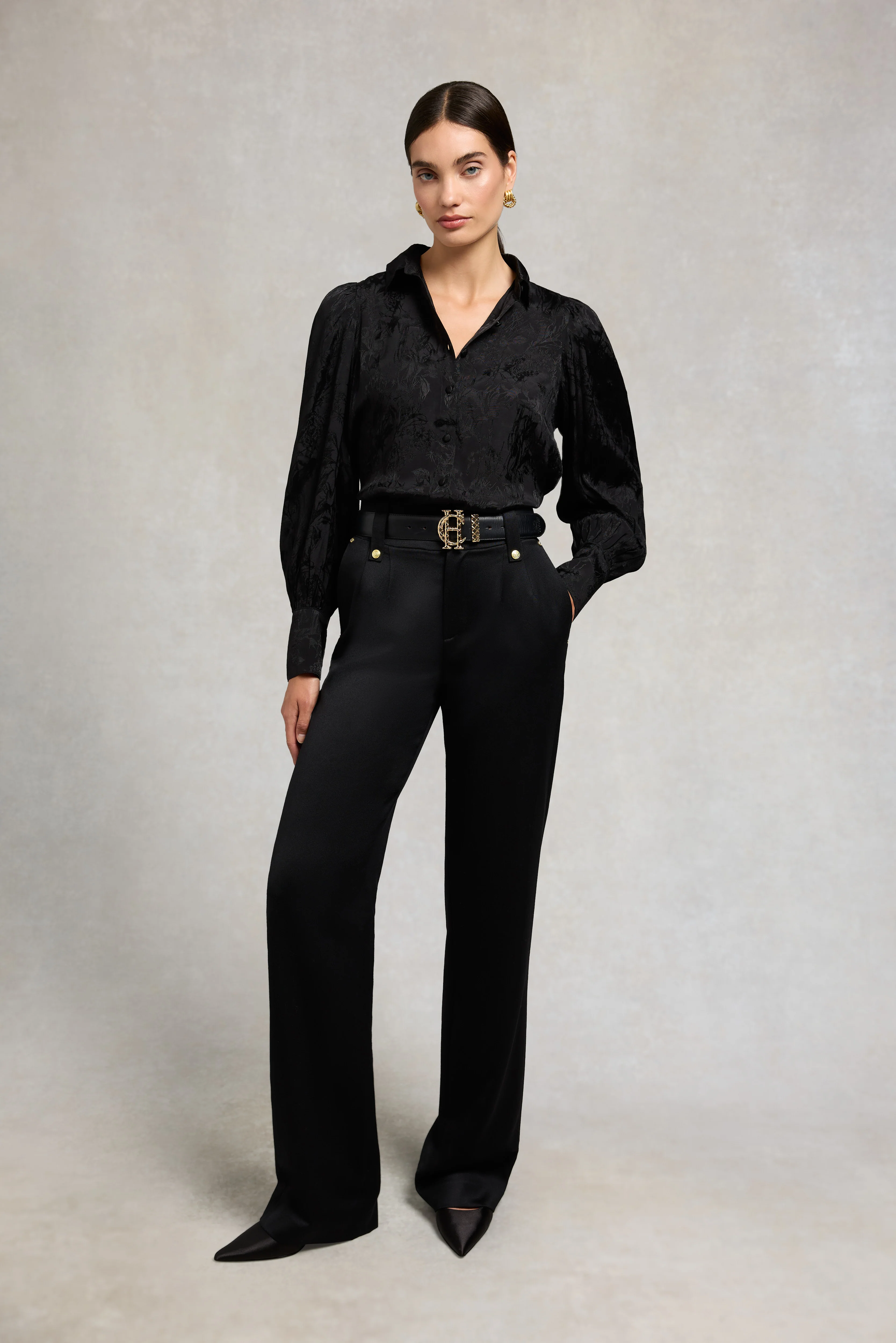Iona Shirt (Black Jacquard) - Image 5