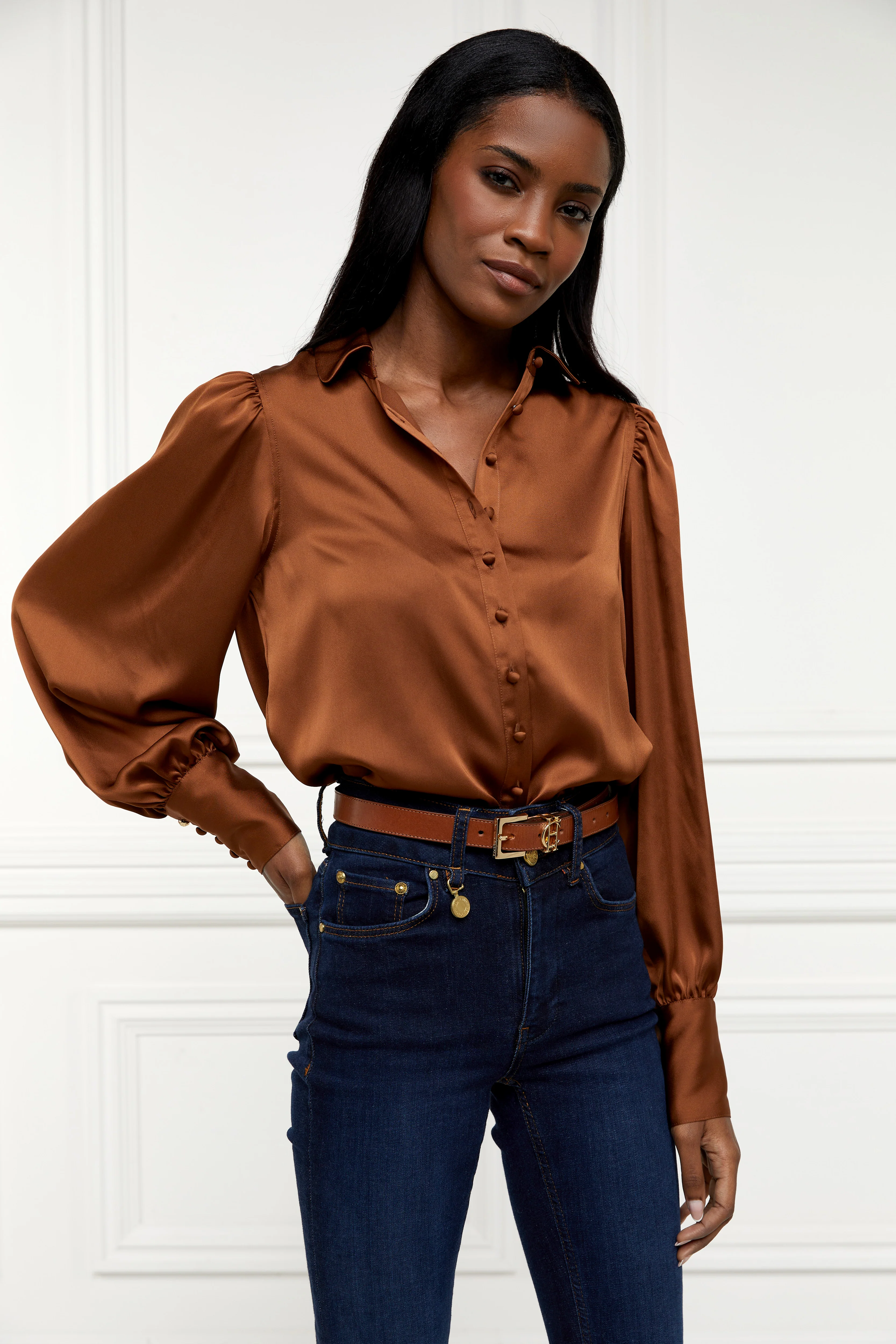 Isla Satin Shirt (Copper) - Image 3
