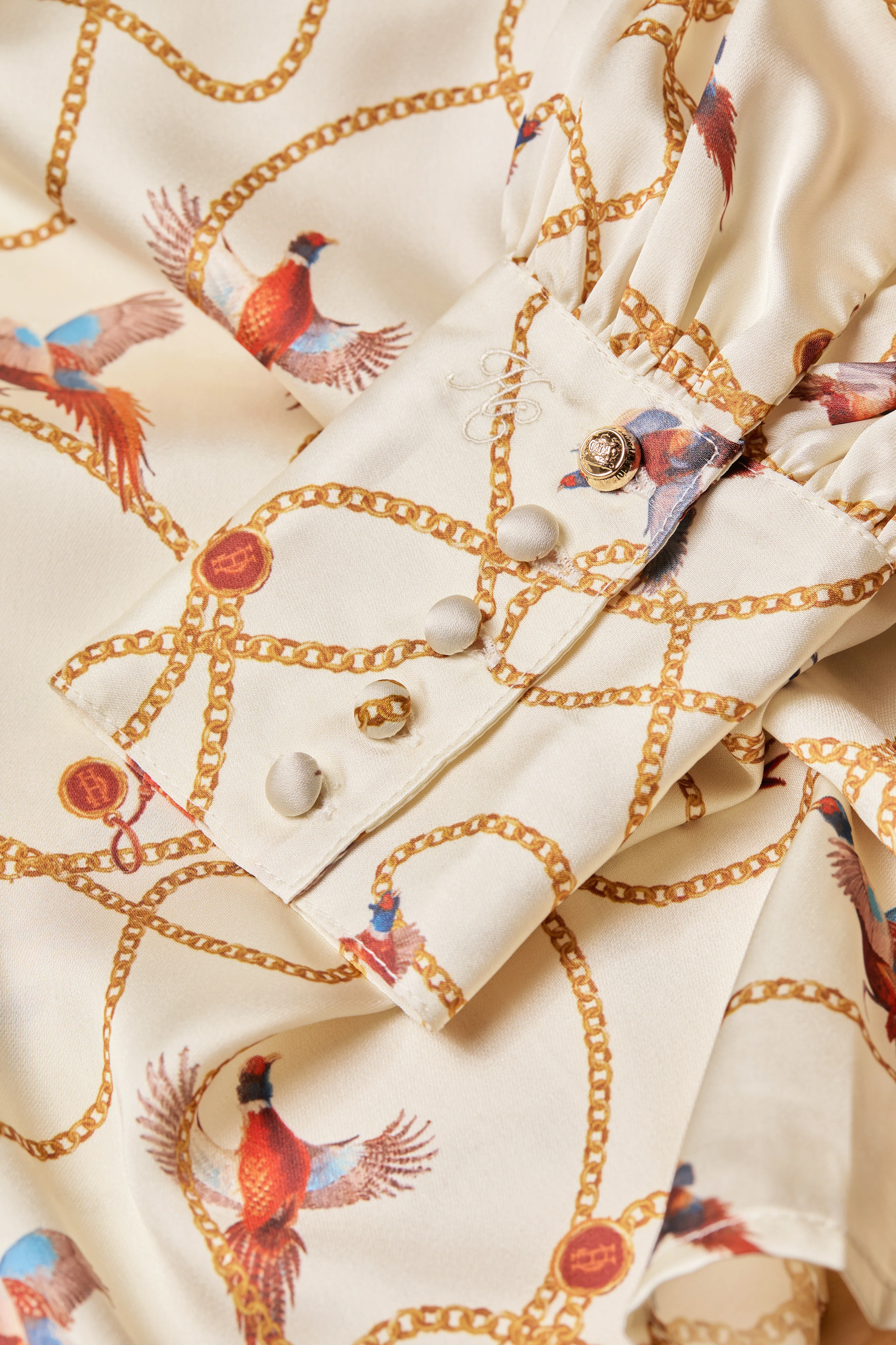 Isla Satin Shirt (Off White Pheasant) - Image 6