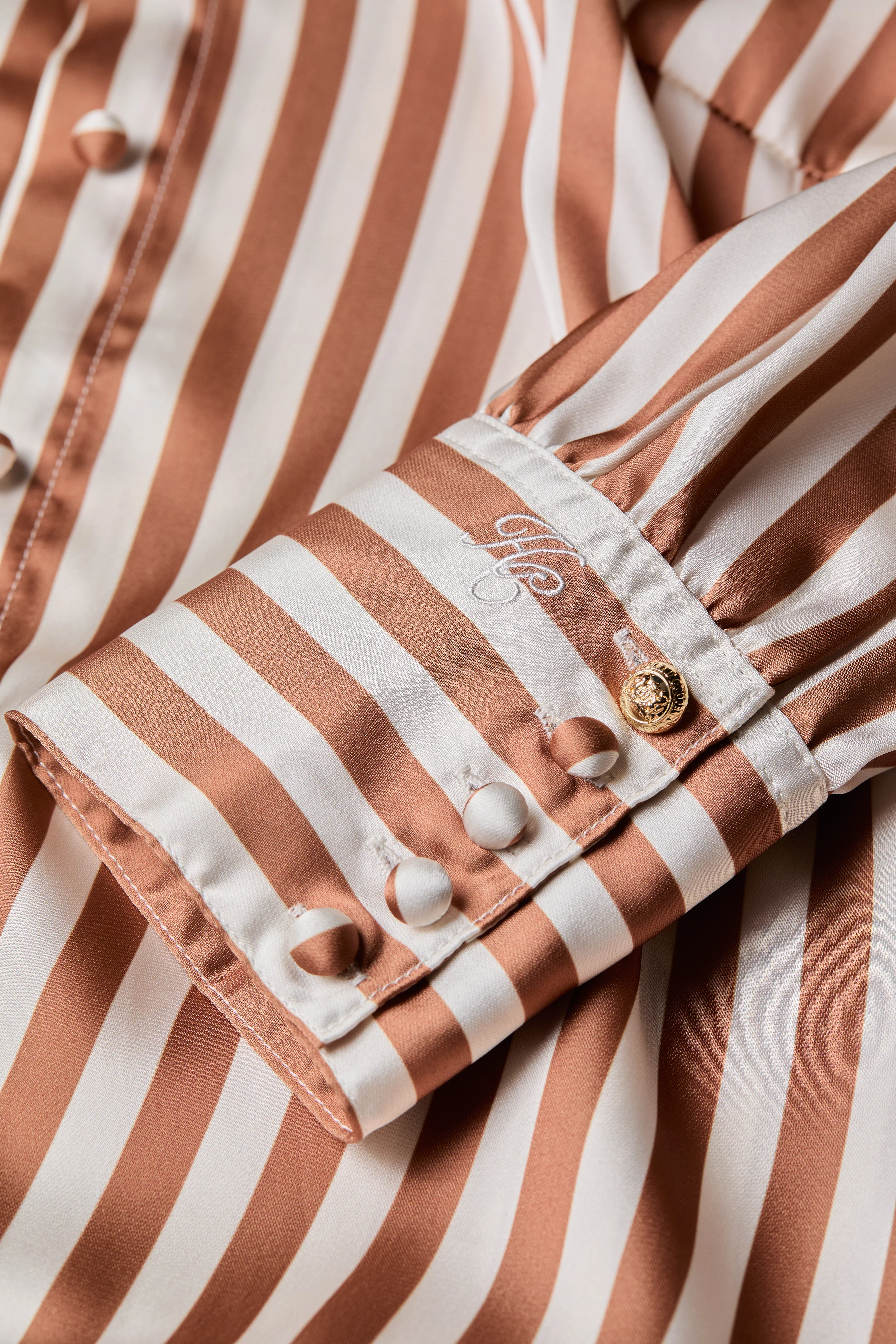 Isla Satin Shirt (Terracotta Stripe) - Image 7