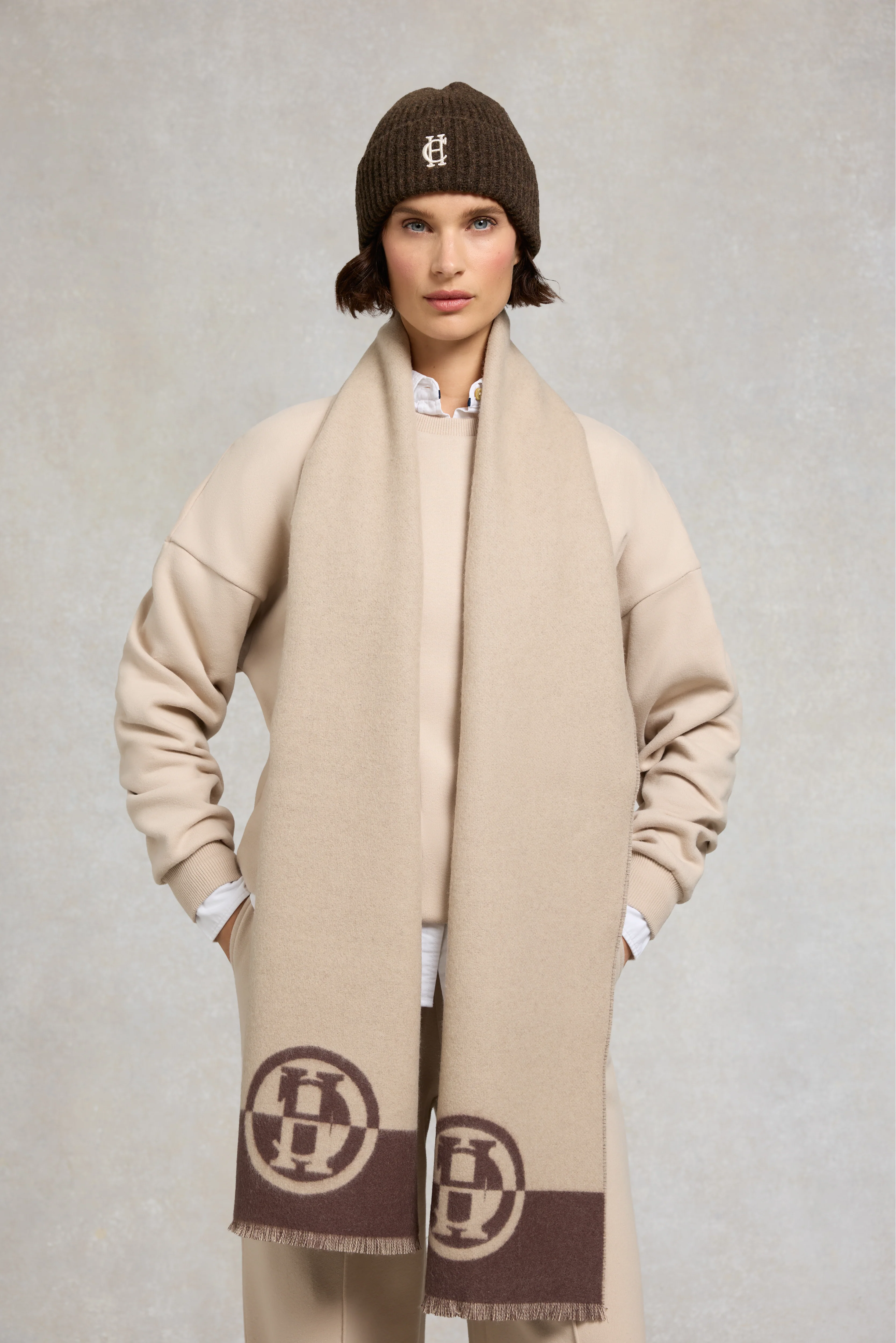 Jacquard Scarf (Chocolate Taupe) - Image 3