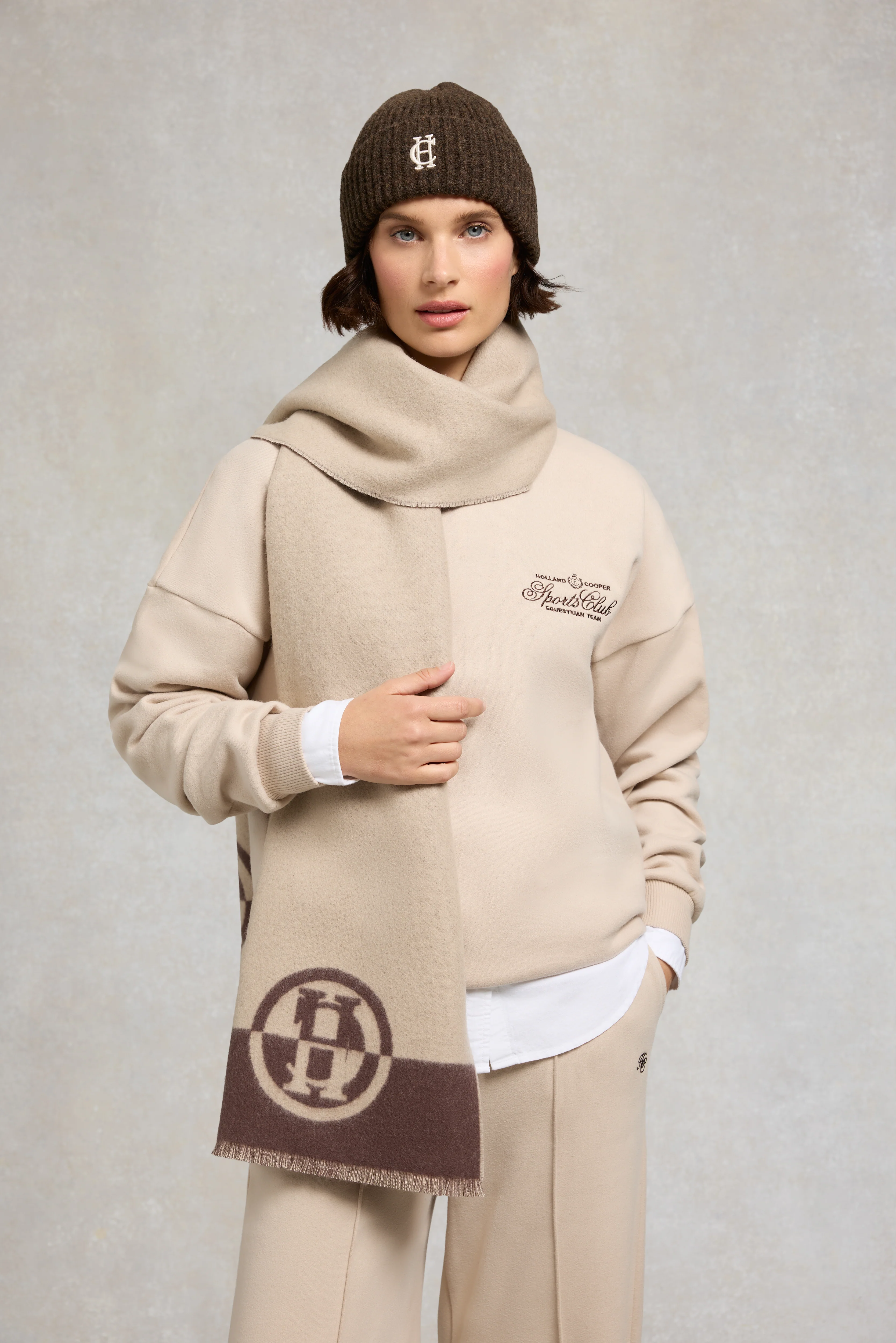 Jacquard Scarf (Chocolate Taupe) - Image 7