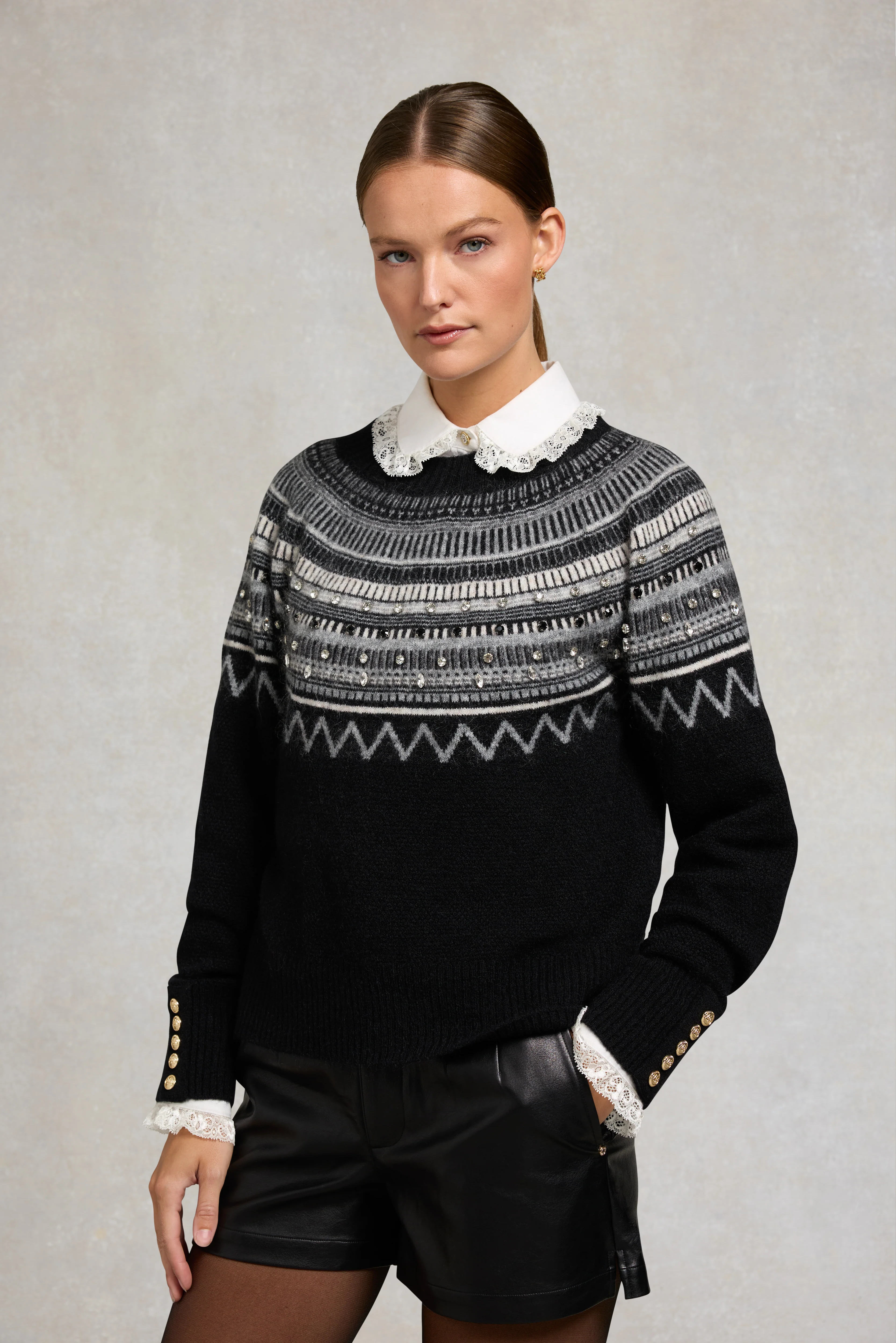 Jasmine Crew Neck Knit (Black) - Image 2