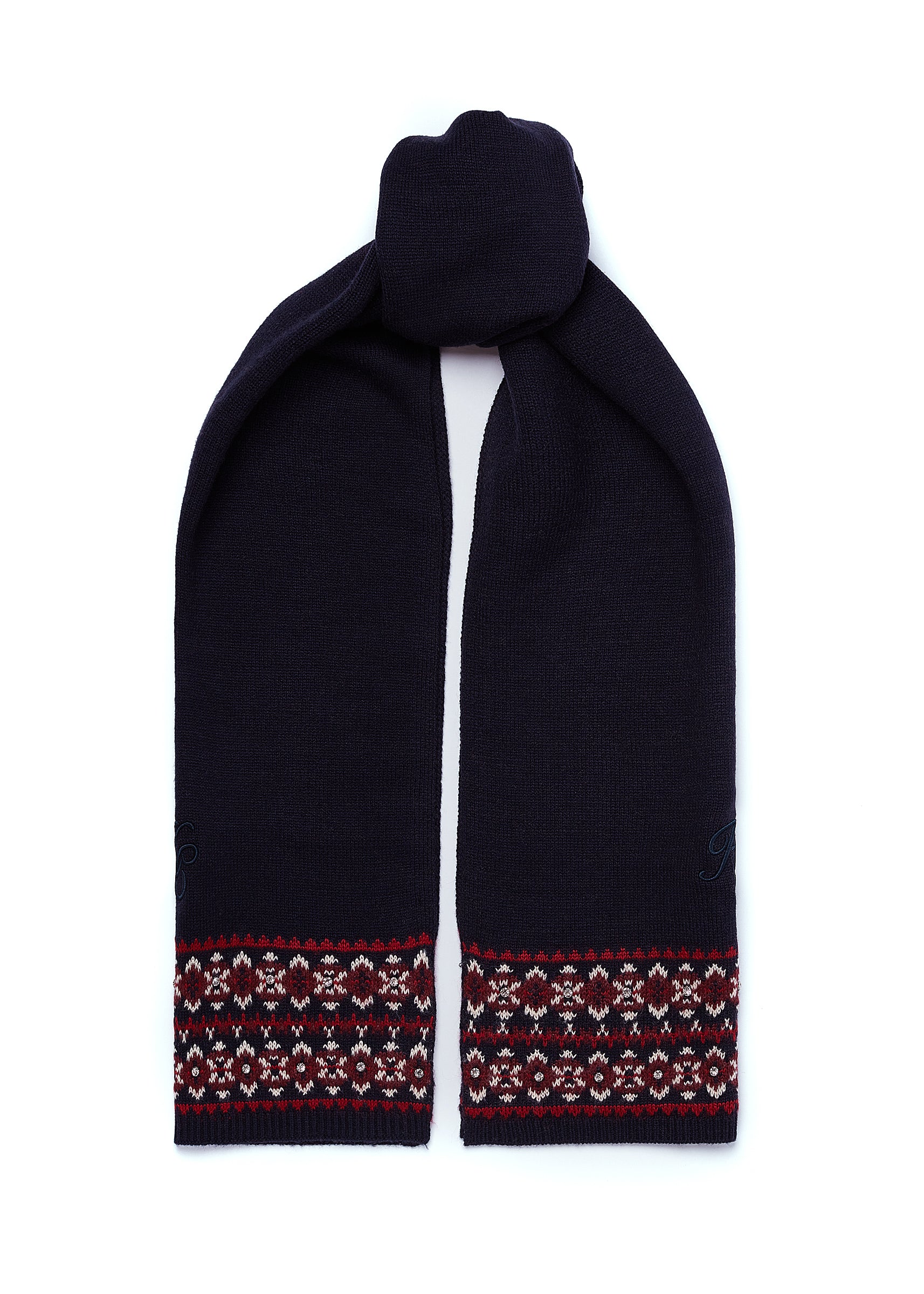 Jennifer Fairisle Bobble Hat & Scarf Set (Ink Navy) - Image 3