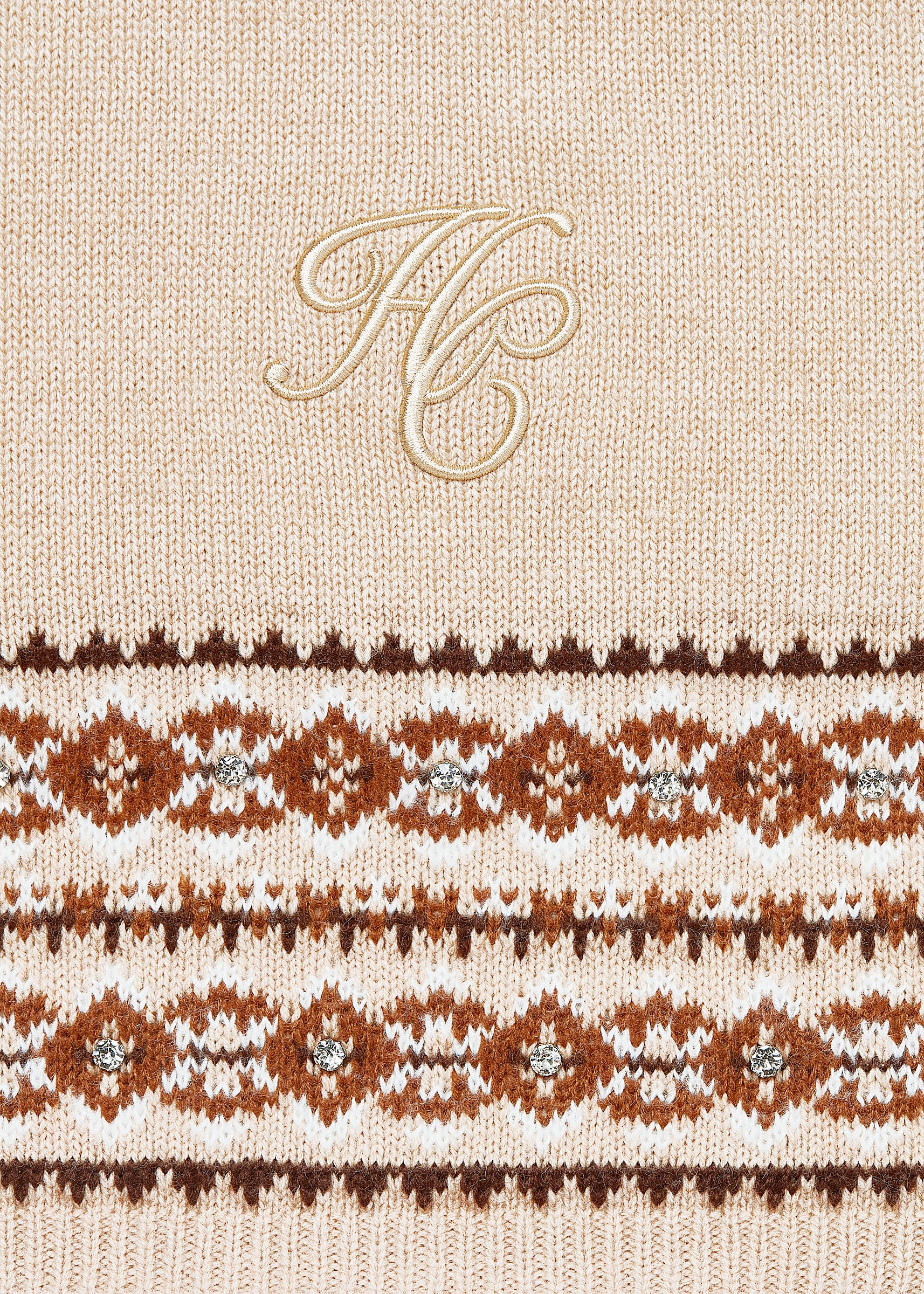 Jennifer Fairisle Scarf (Light Camel) - Image 5