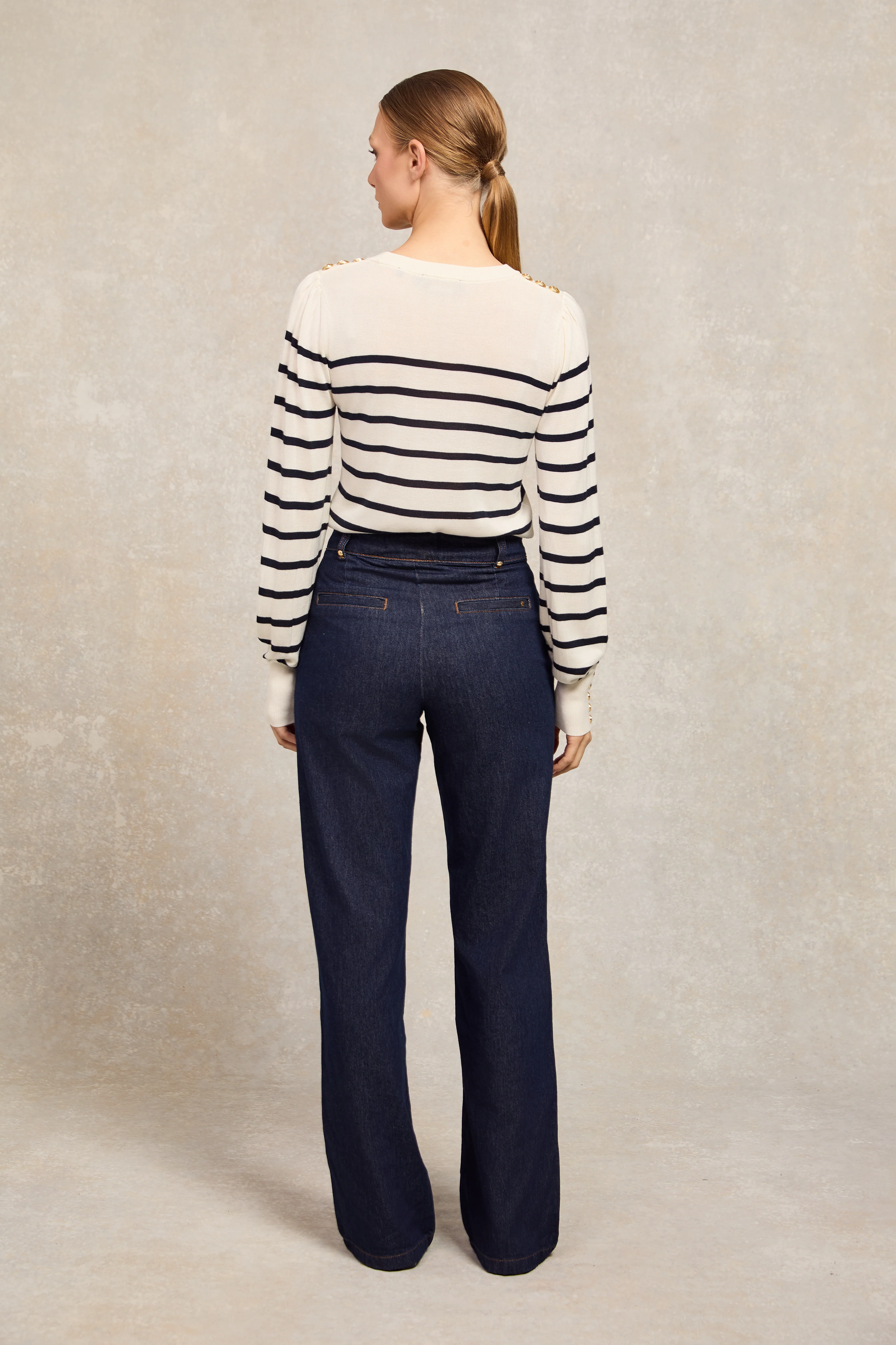 Kelsie Crew Neck Knit (Natural Stripe) - Image 2
