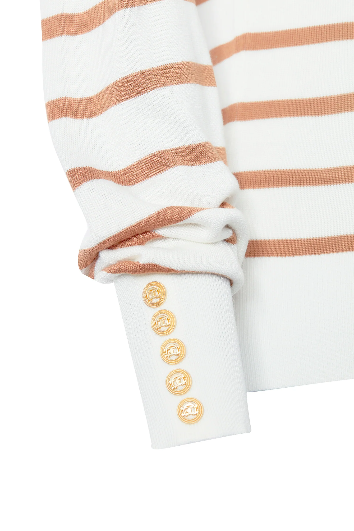Kelsie Roll Neck Knit (Natural Camel Stripe) - Image 10