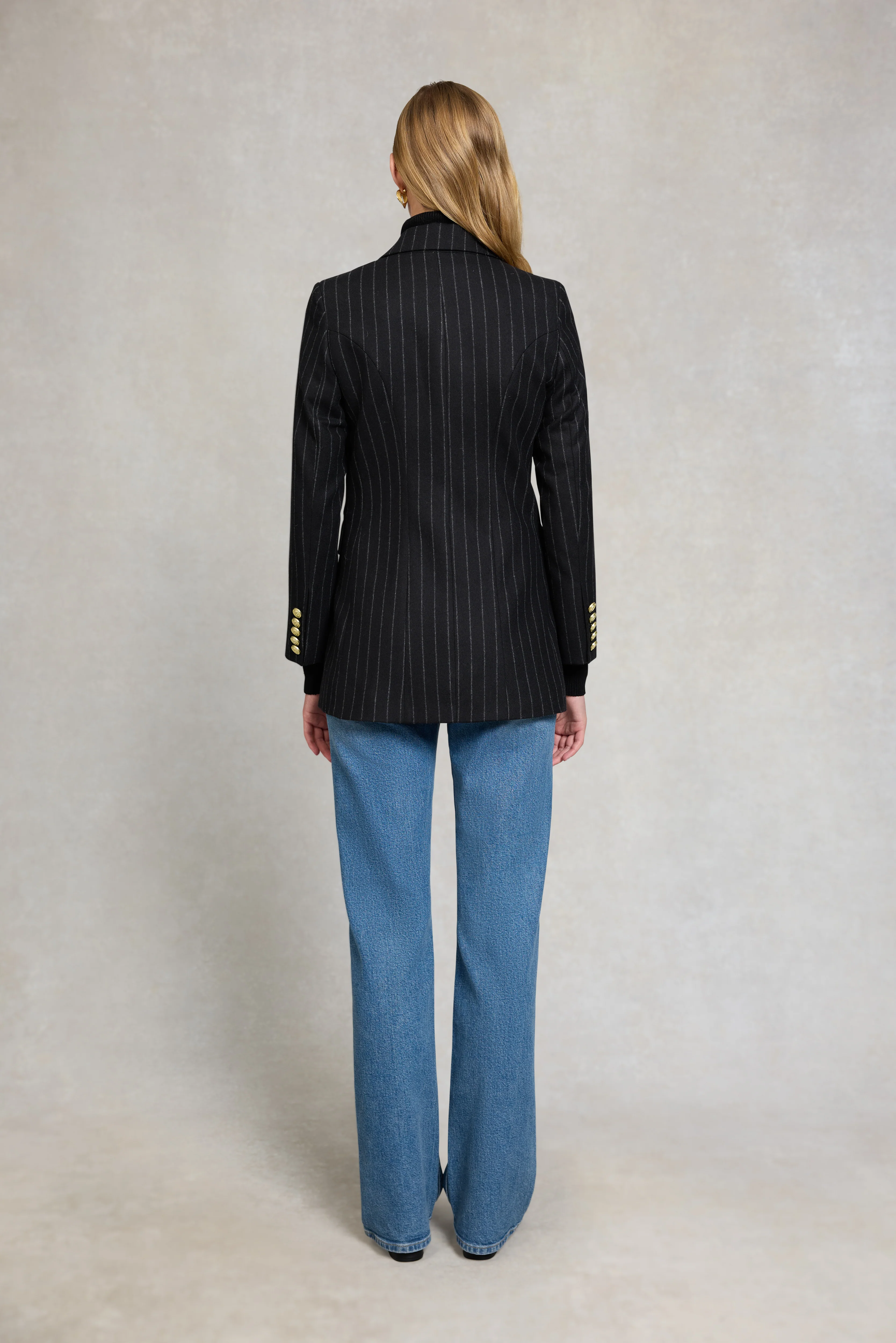 Kensington Double Breasted Blazer (Black Chalk Pinstripe) - Image 3