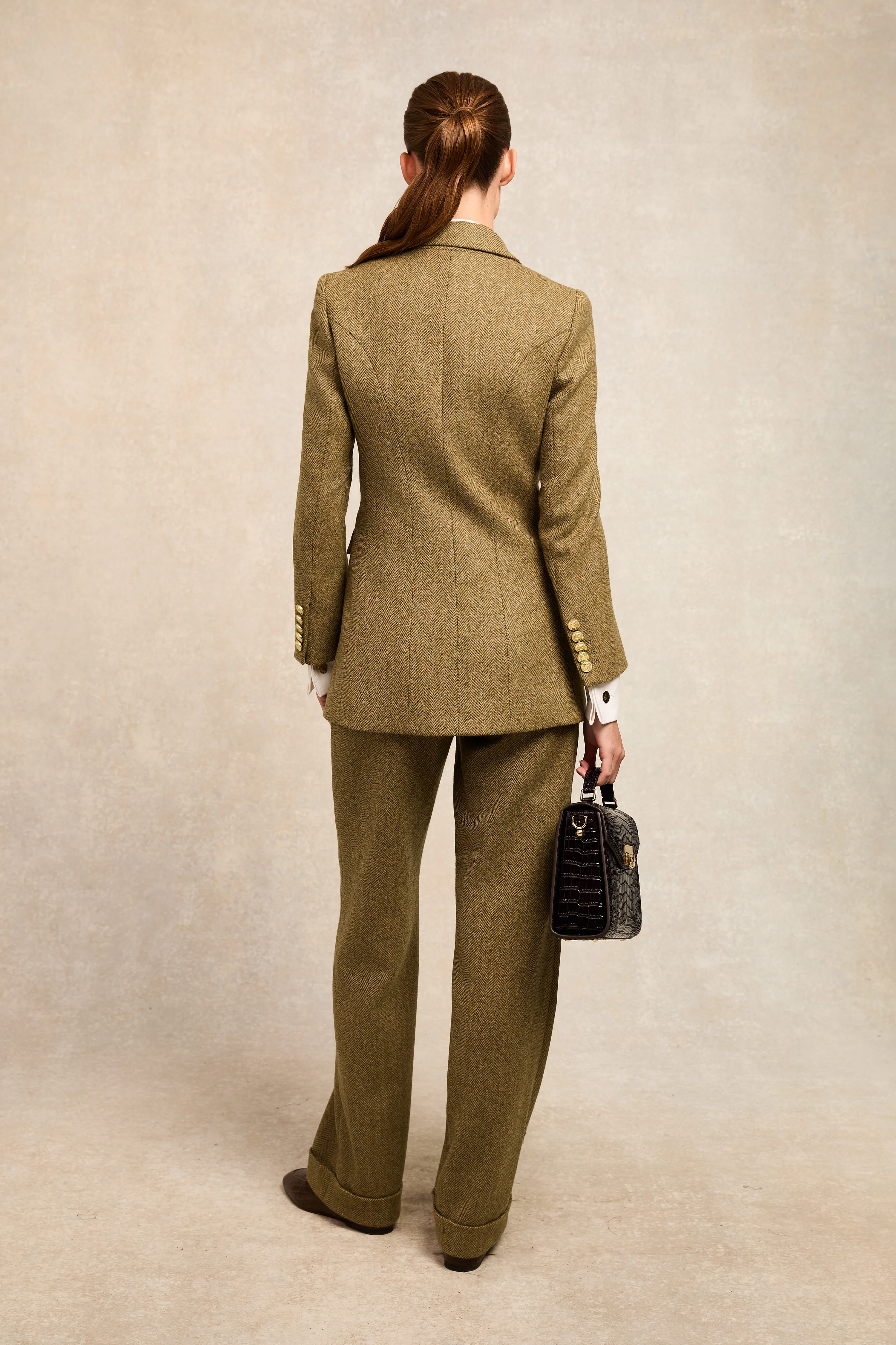 Kensington Double Breasted Blazer (Moss Herringbone) - Image 6