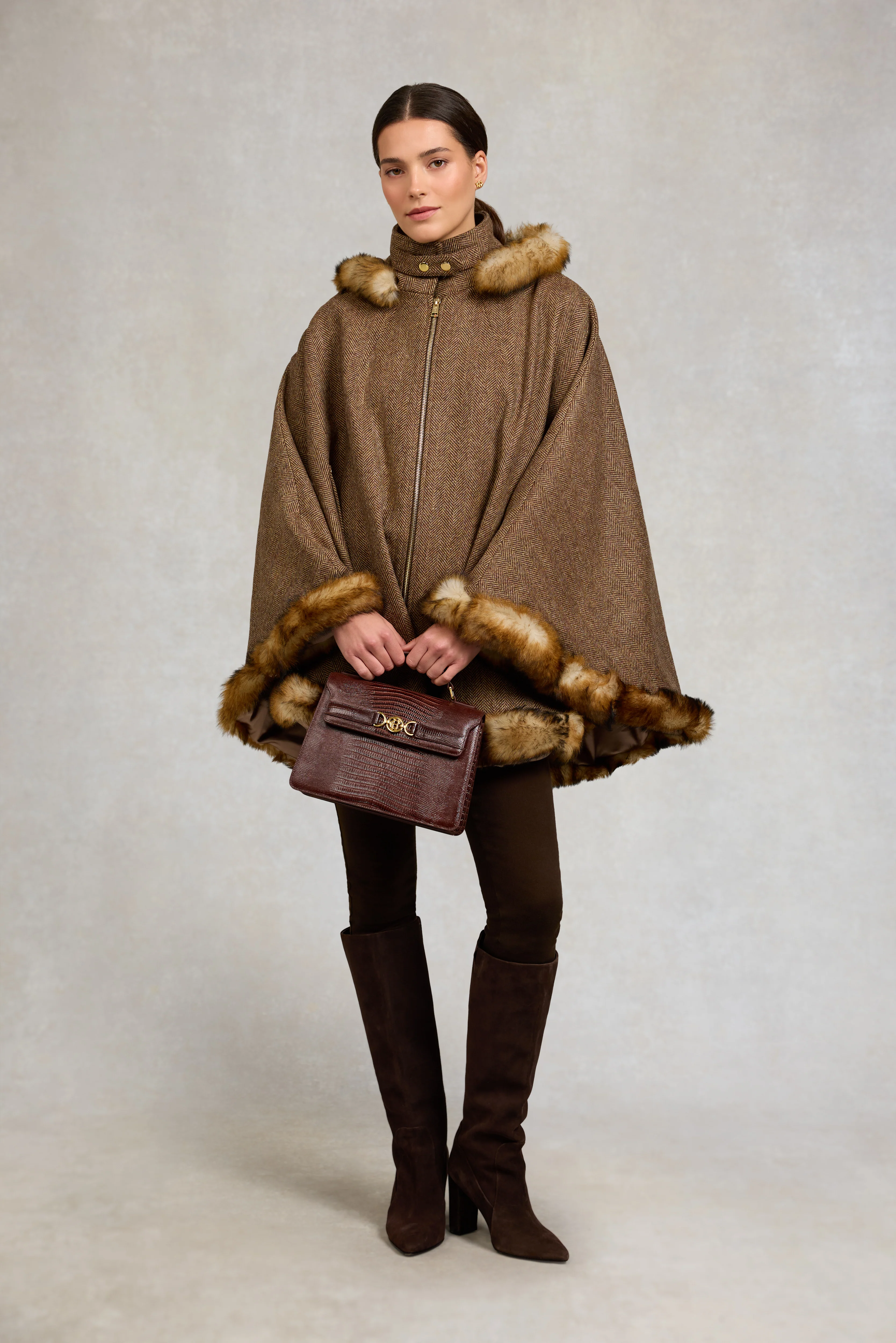 Kensington Gold Label Cape (Large Scale Brown Herringbone) - Image 6