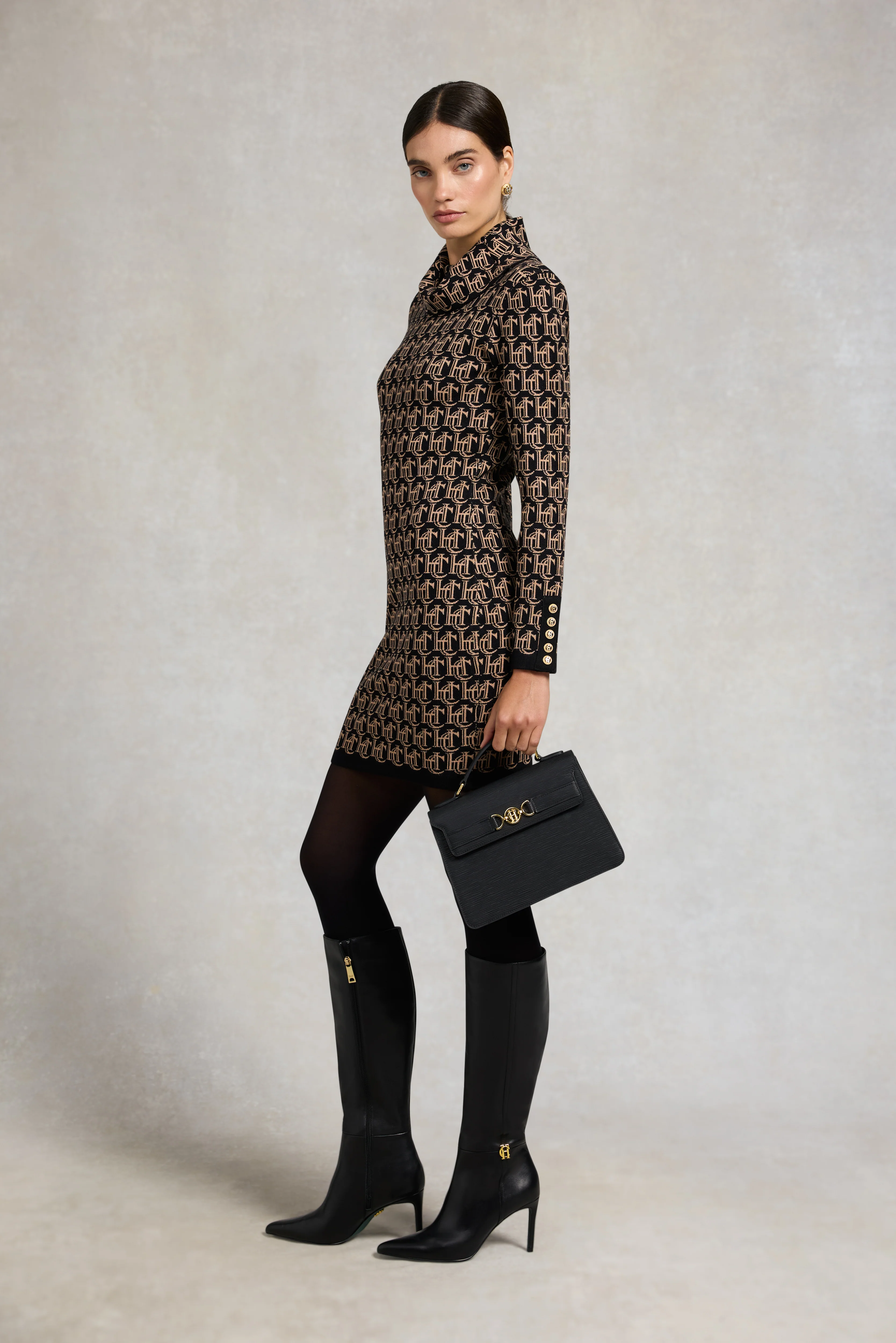 Kensington Micro Jacquard Dress (Black) - Image 3