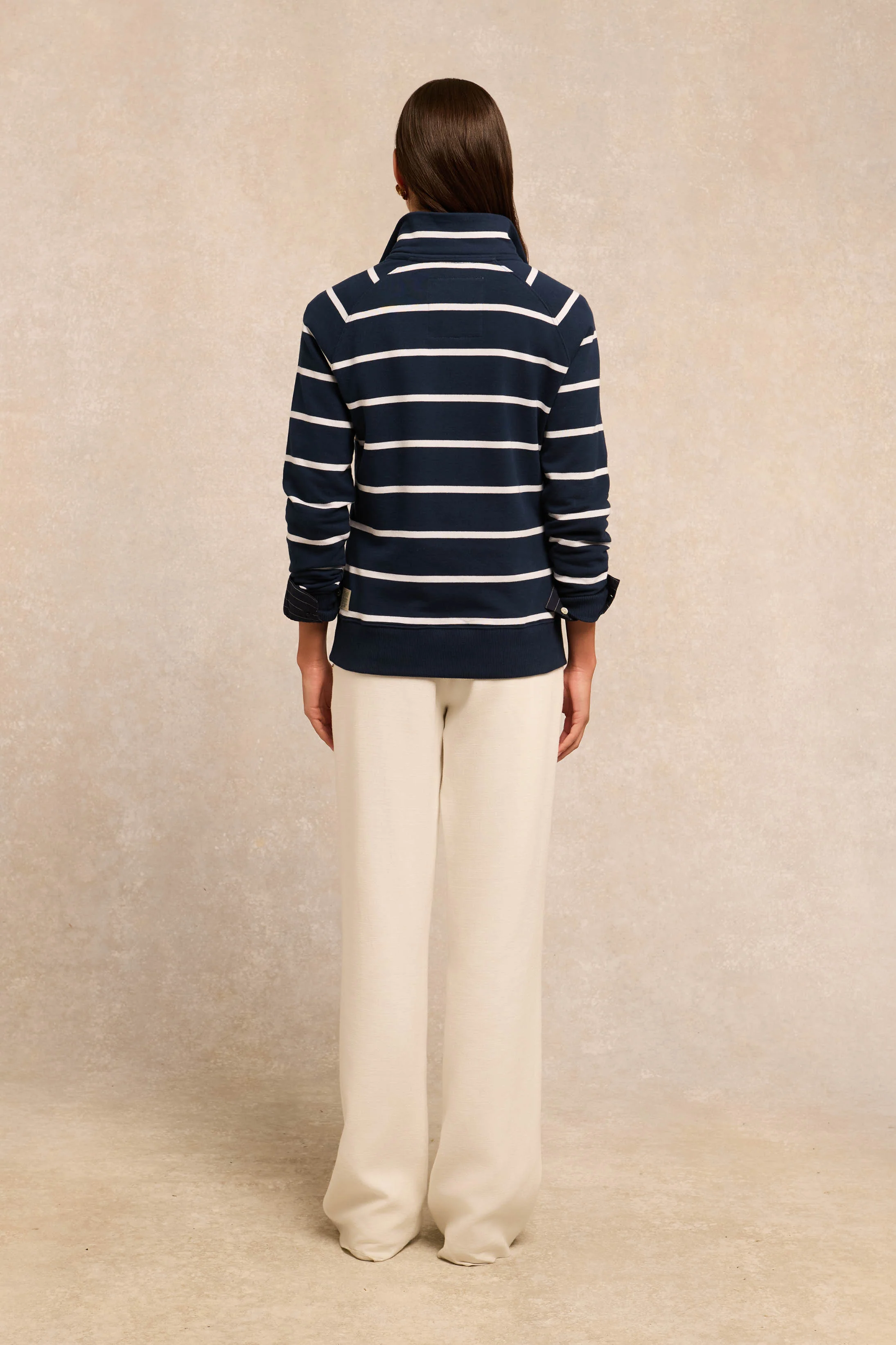 Kingham Quarter Zip Neck Sweat (Ink Navy Stripe) - Image 5