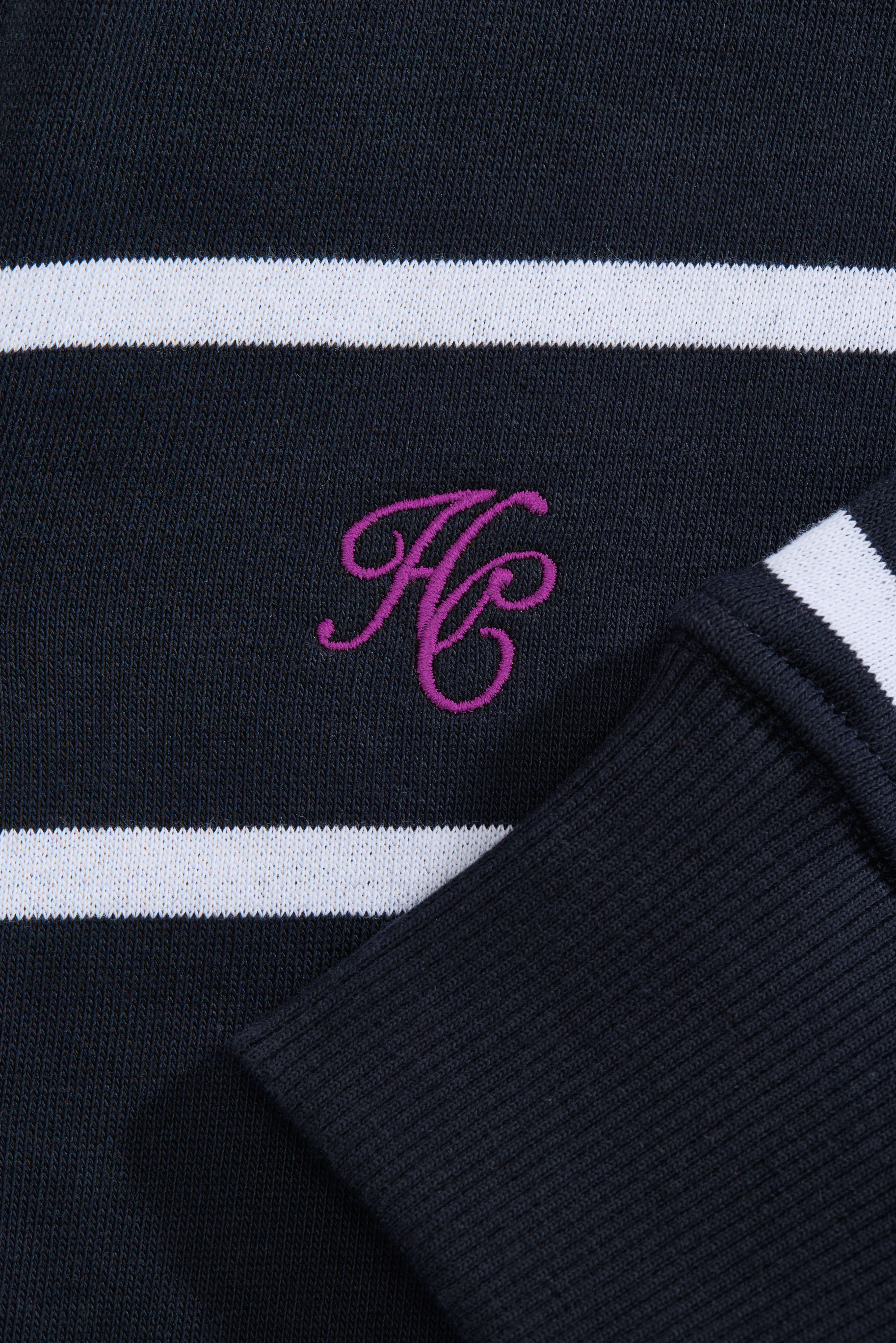 Kingham Quarter Zip Neck Sweat (Ink Navy Stripe) - Image 7