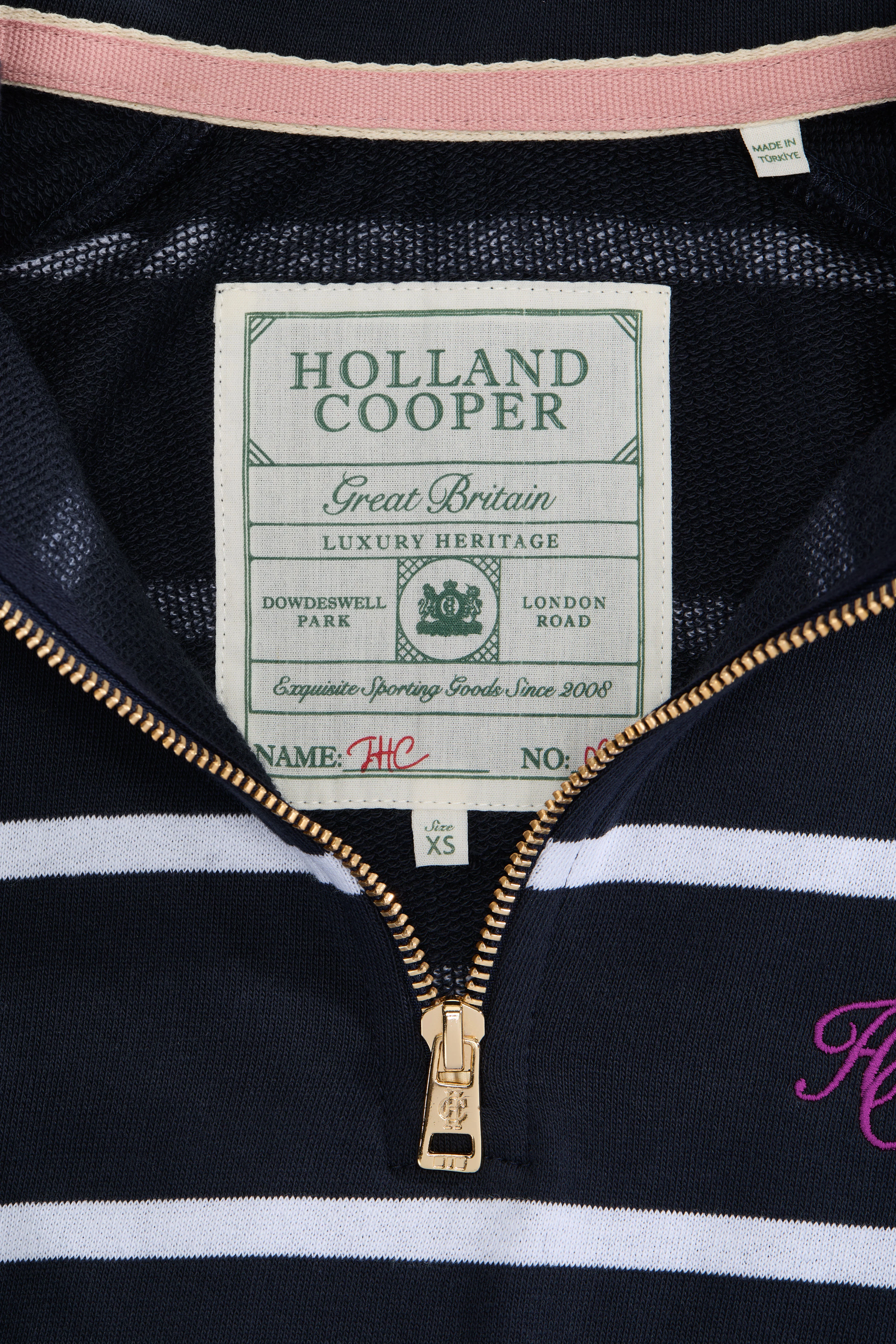 Kingham Quarter Zip Neck Sweat (Ink Navy Stripe) - Image 8