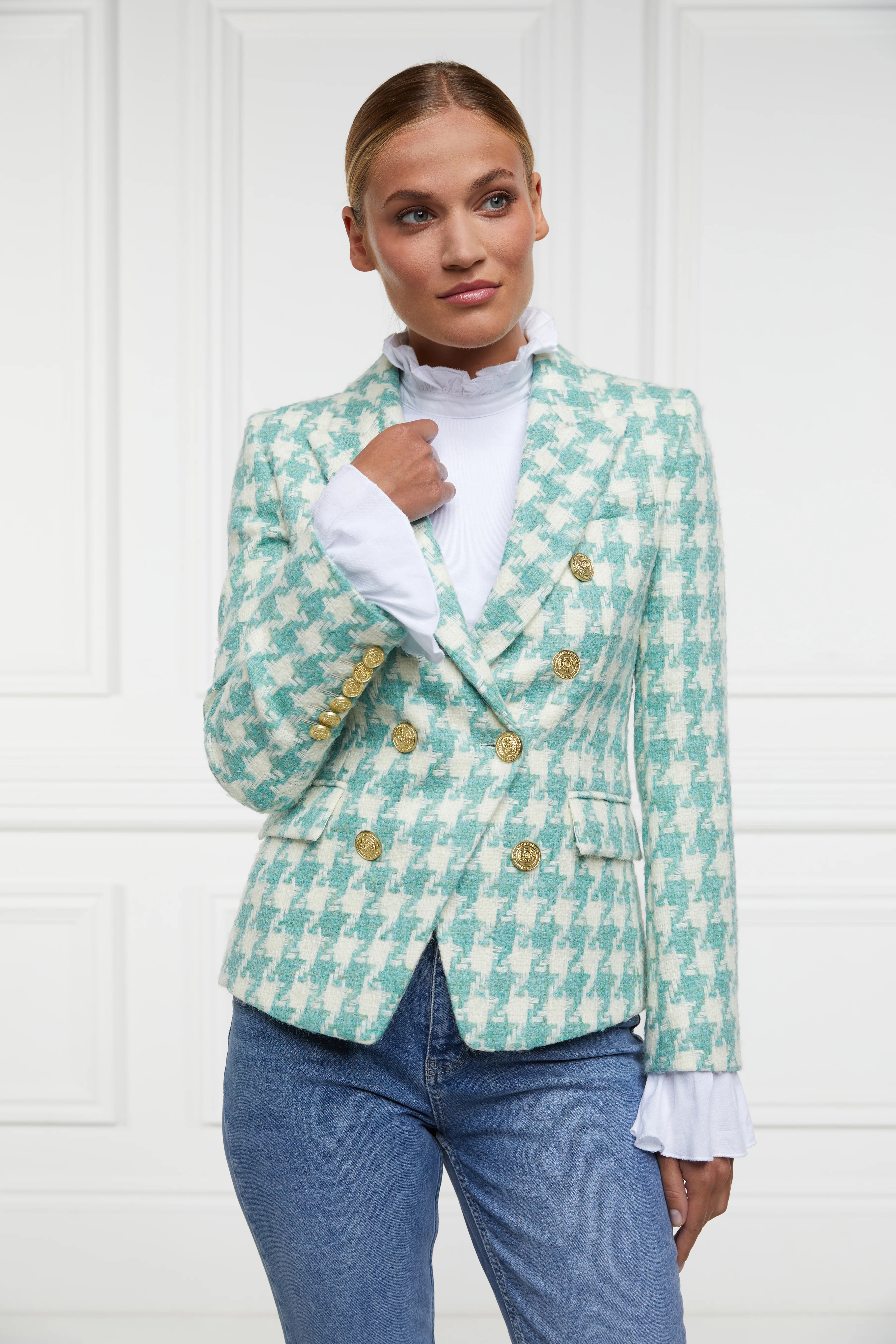 Knightsbridge Blazer (Large Scale Teal Houndstooth) - Image 2