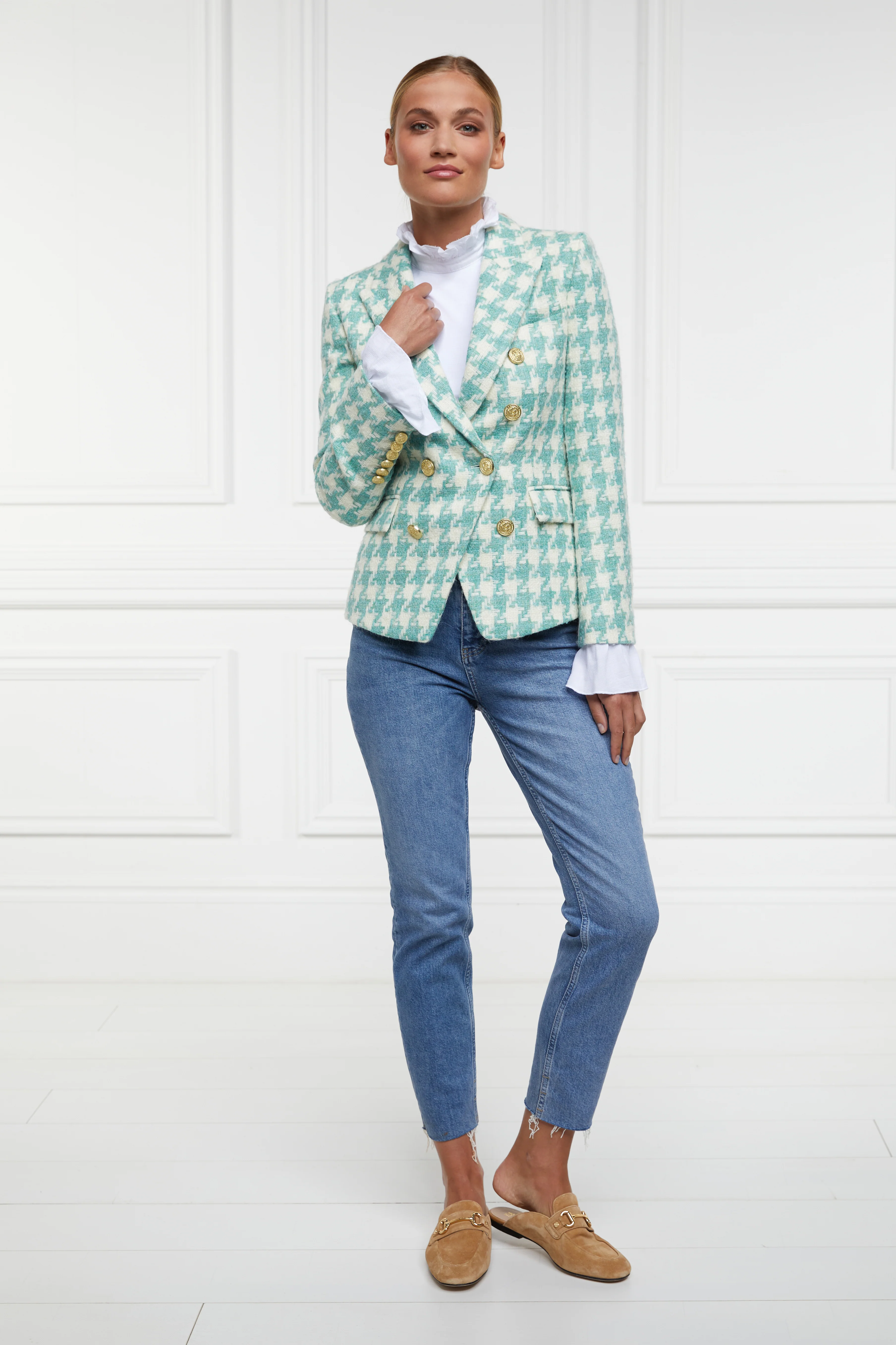 Knightsbridge Blazer (Large Scale Teal Houndstooth) - Image 7