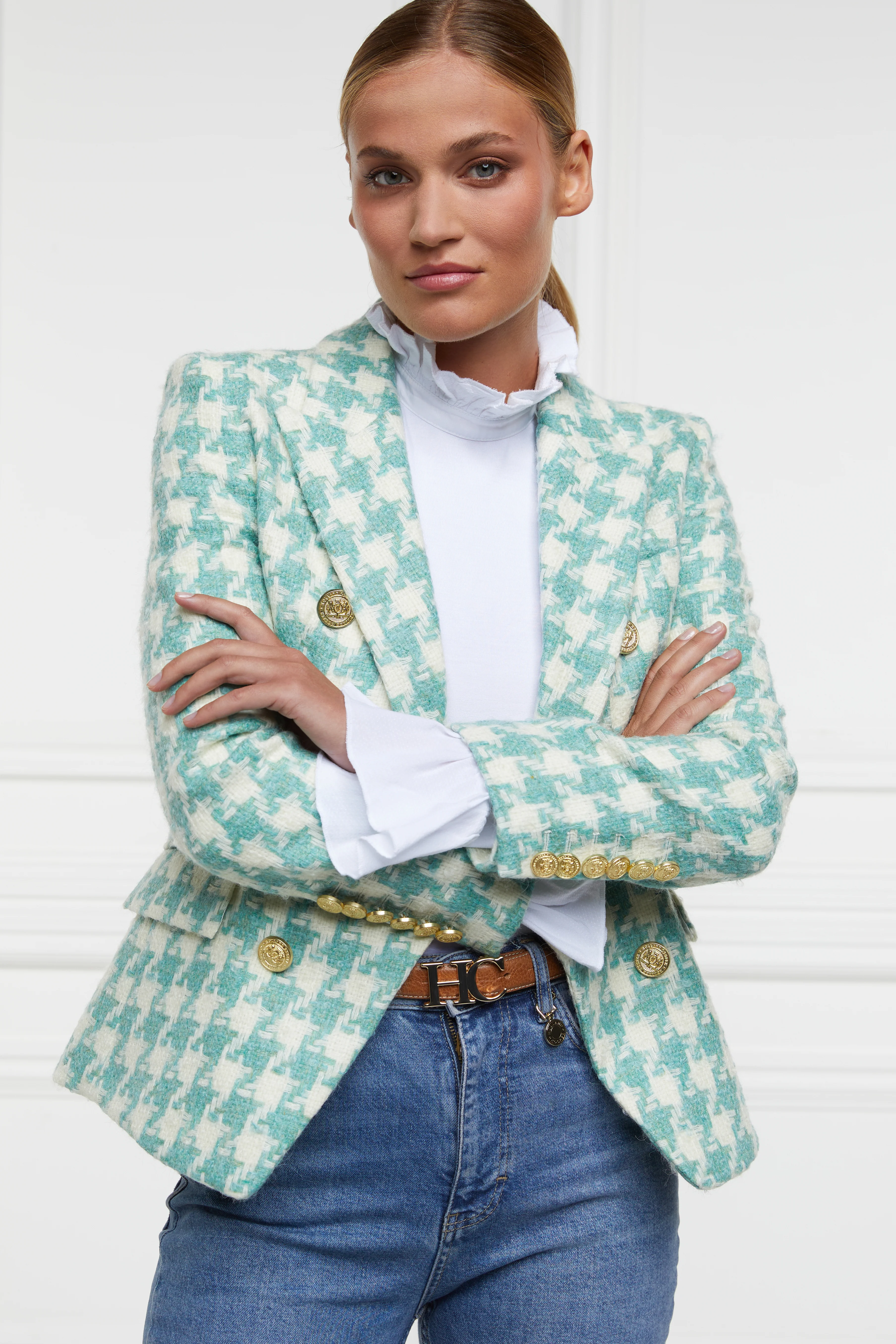 Knightsbridge Blazer (Large Scale Teal Houndstooth) - Image 8