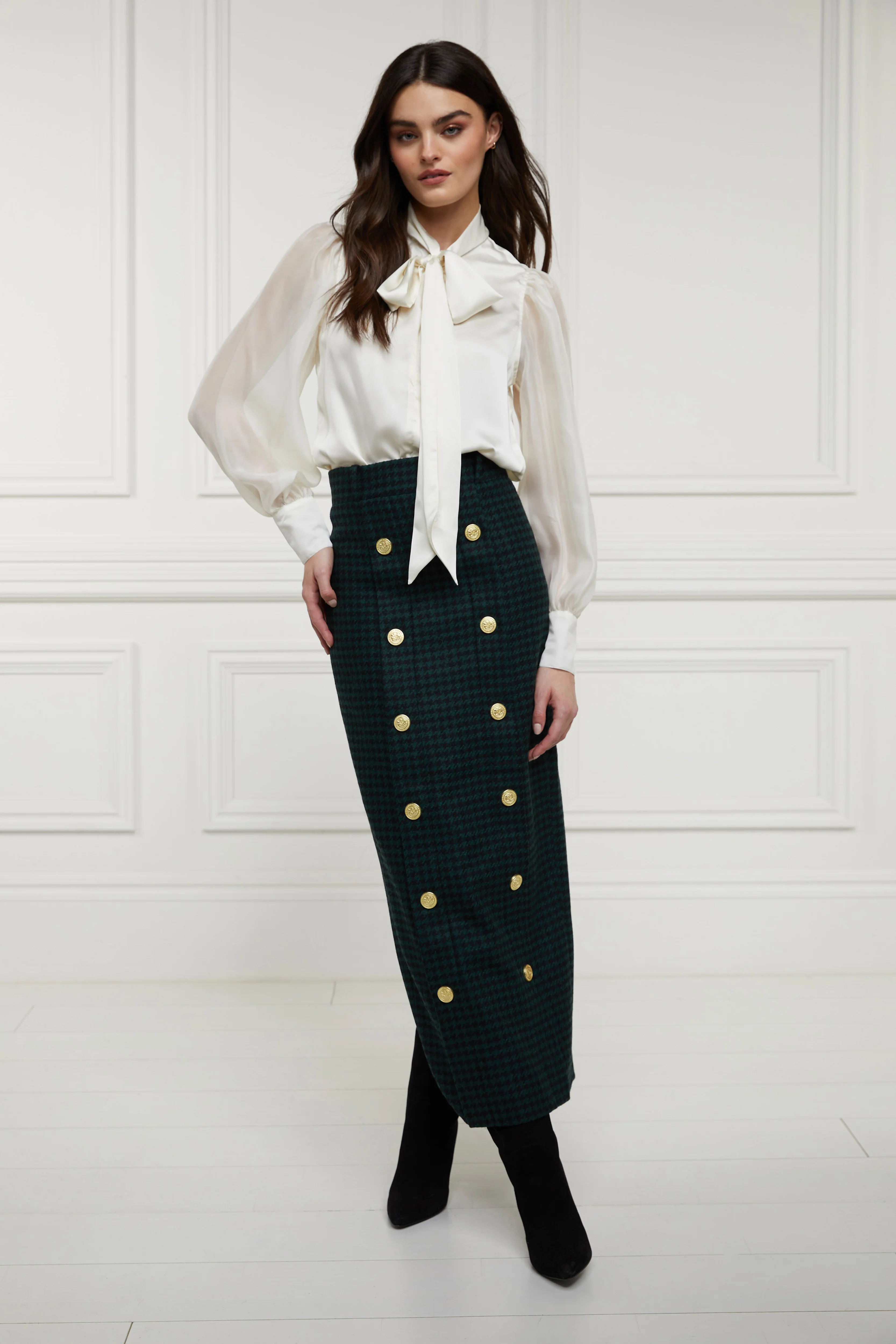 Knightsbridge Maxi Skirt (Emerald Houndstooth) - Image 3