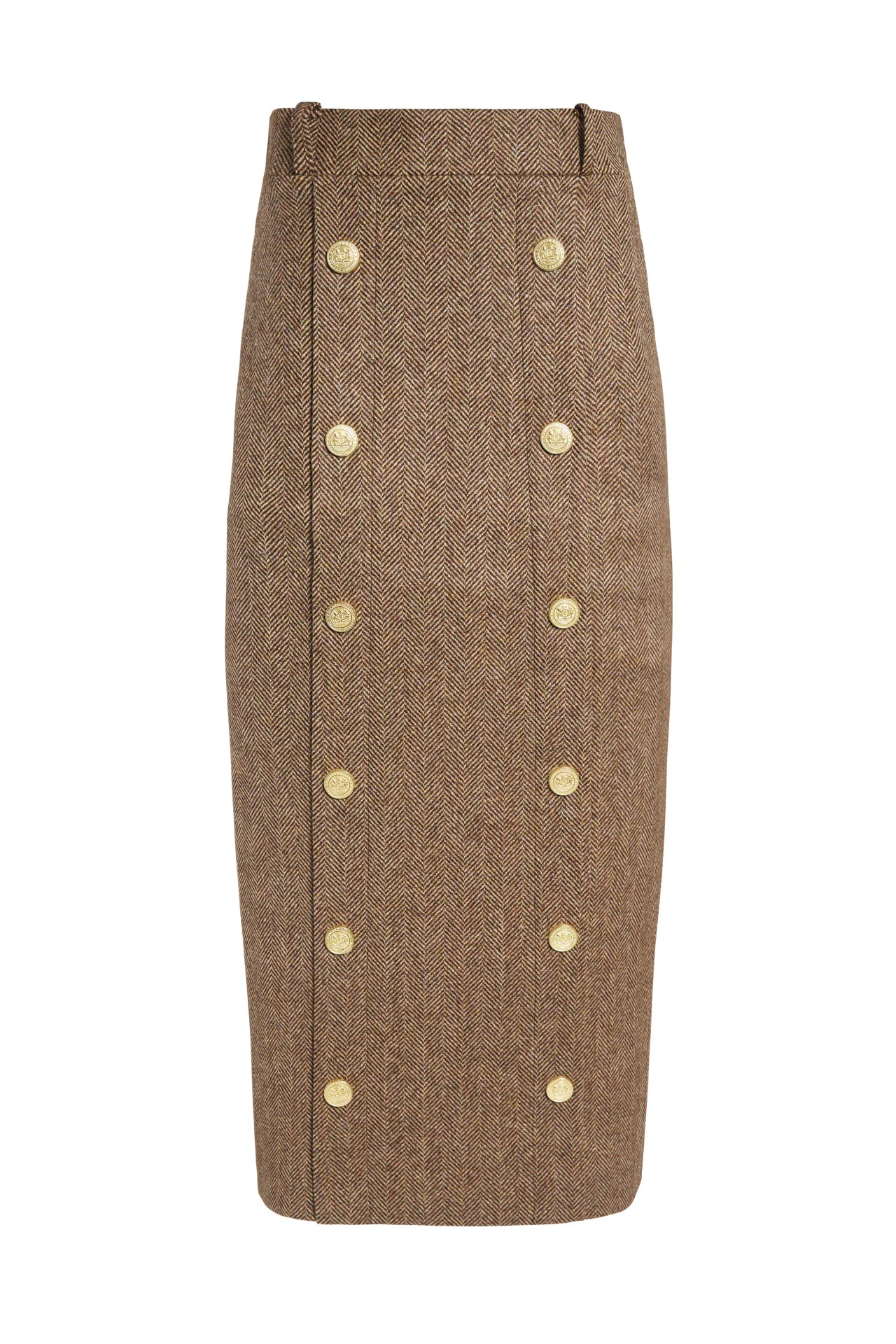 Knightsbridge Maxi Skirt (Large Scale Brown Herringbone) - Image 4