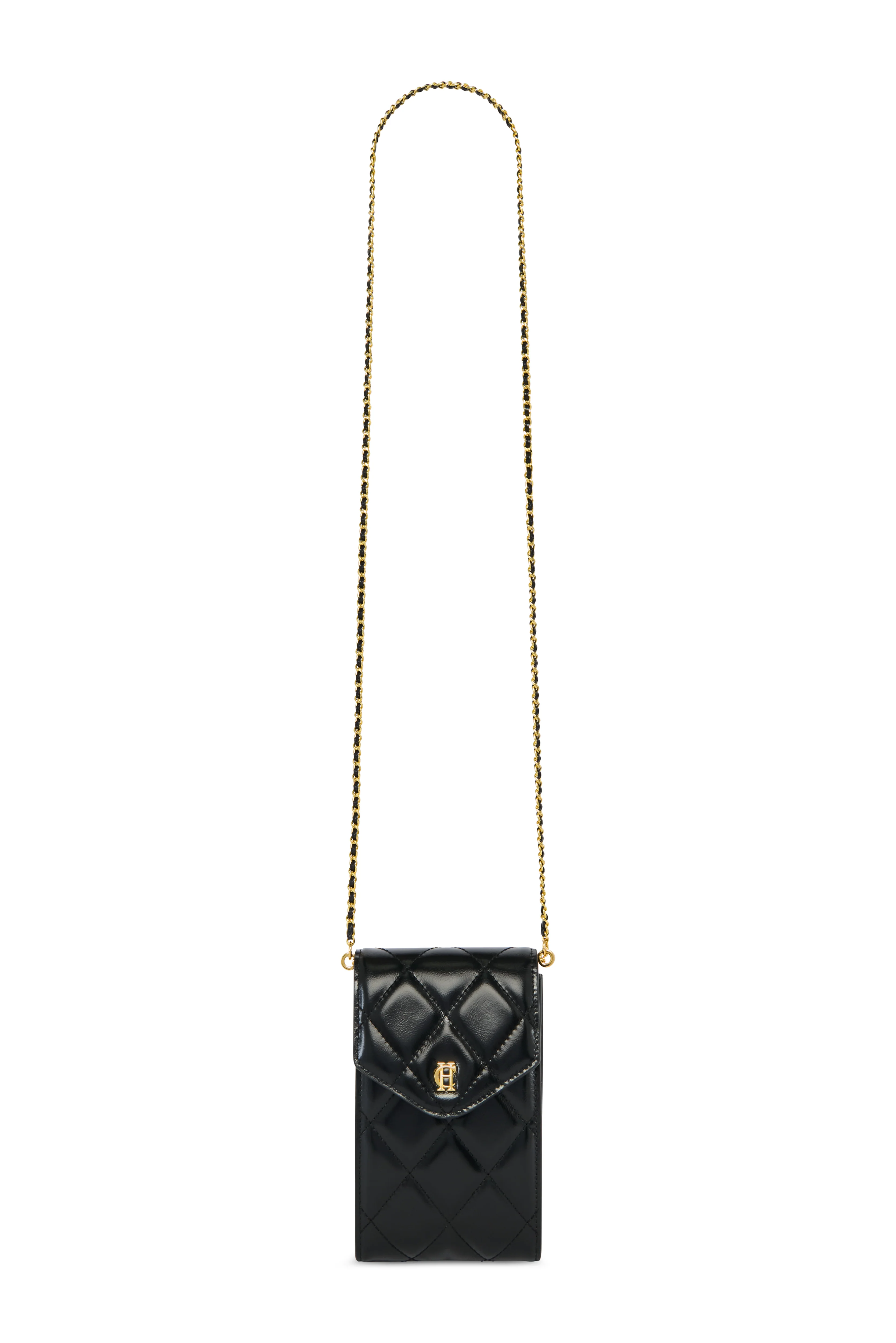 Knightsbridge Quilted Phone Pouch (Black Leather) - Image 3