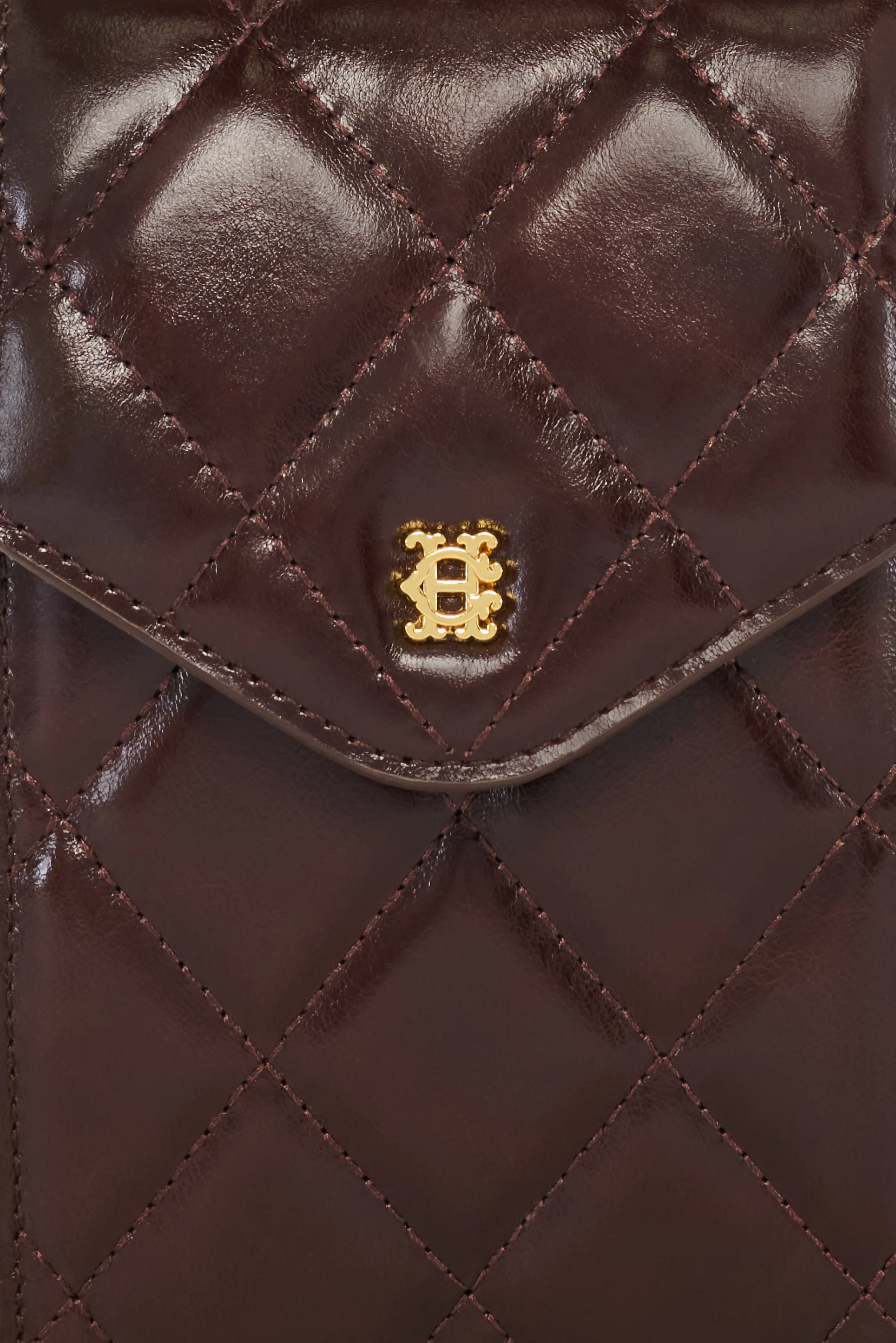 Knightsbridge Quilted Phone Pouch (Chestnut Leather) - Image 4