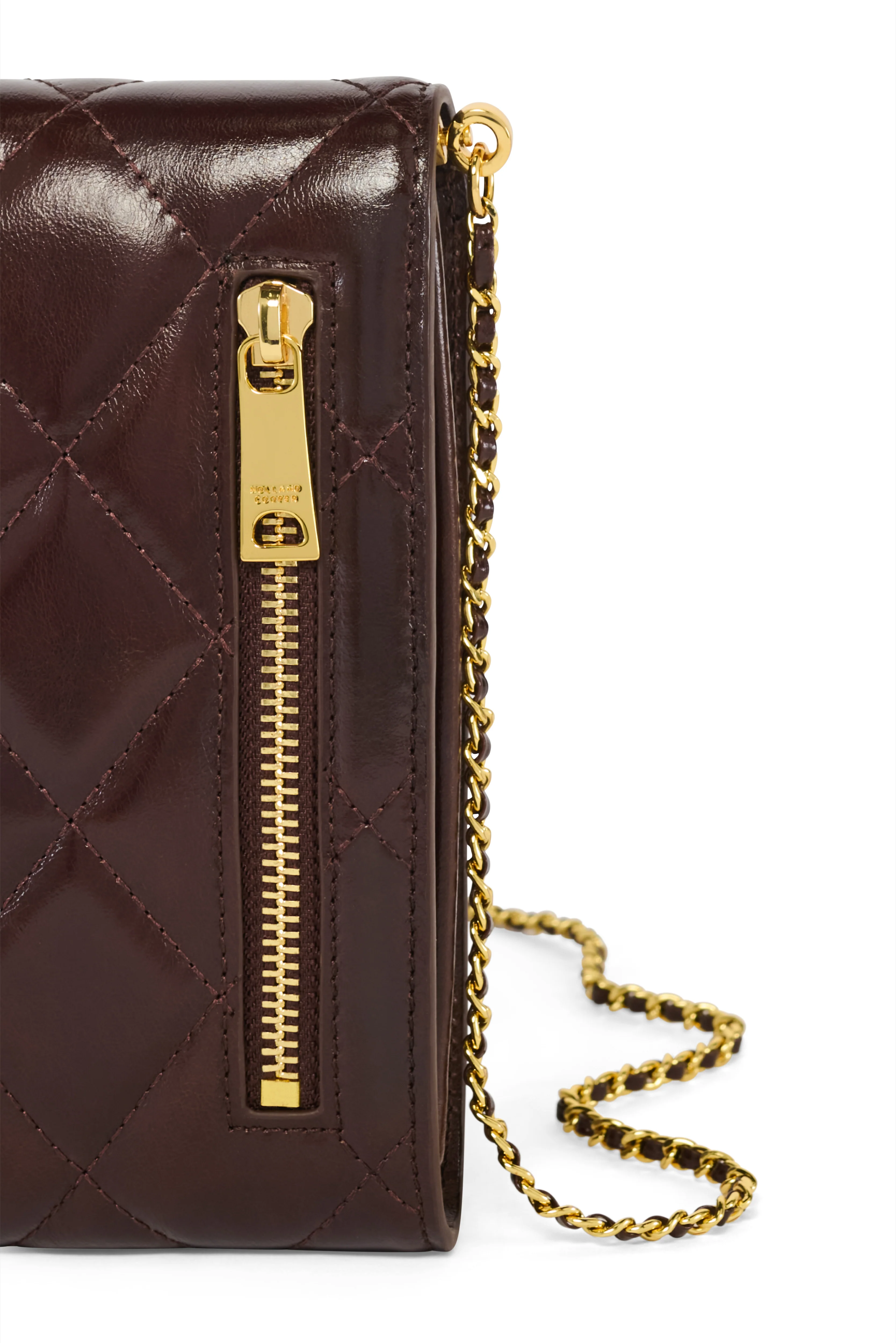 Knightsbridge Quilted Phone Pouch (Chestnut Leather) - Image 5