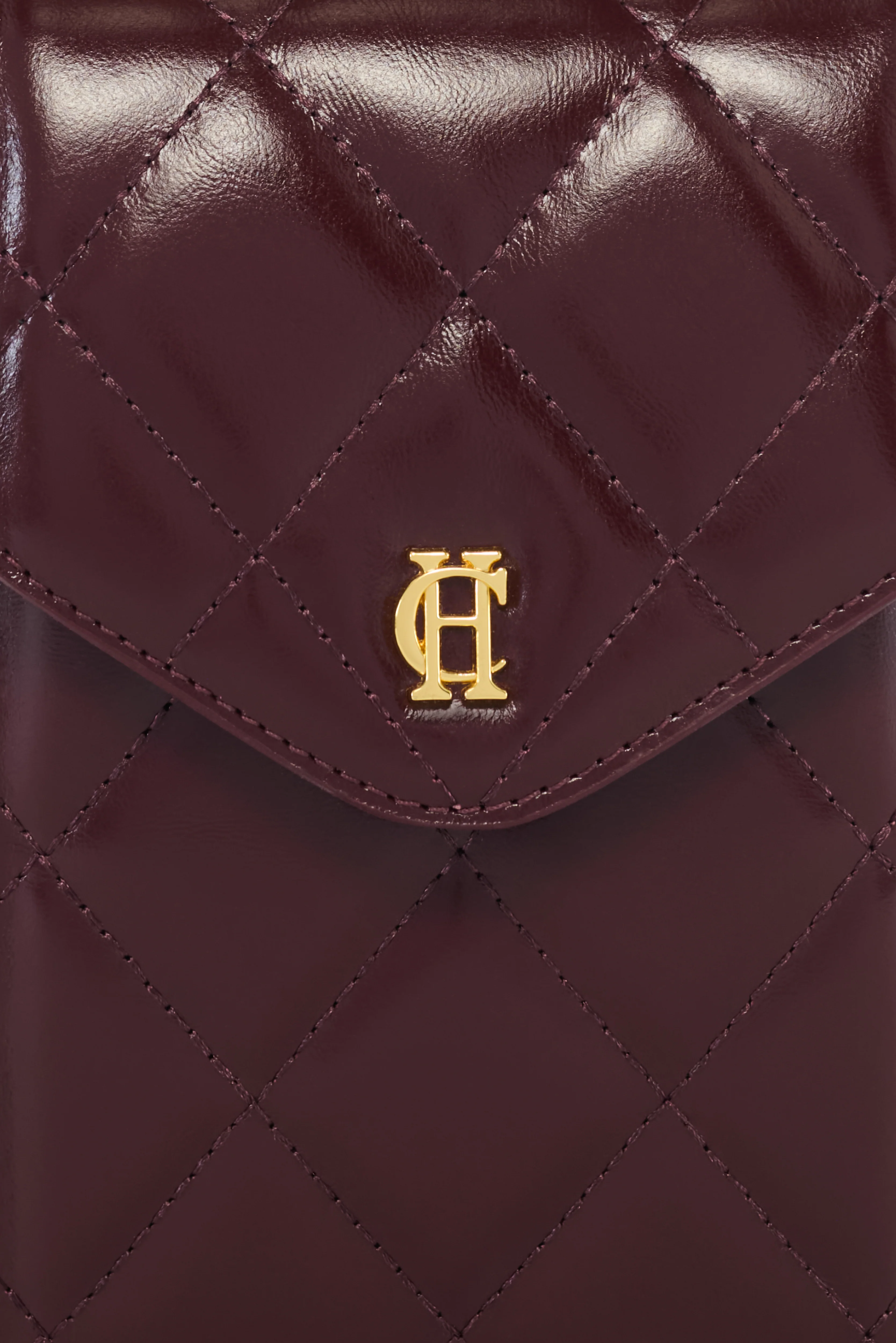 Knightsbridge Quilted Phone Pouch (Oxblood Leather) - Image 4