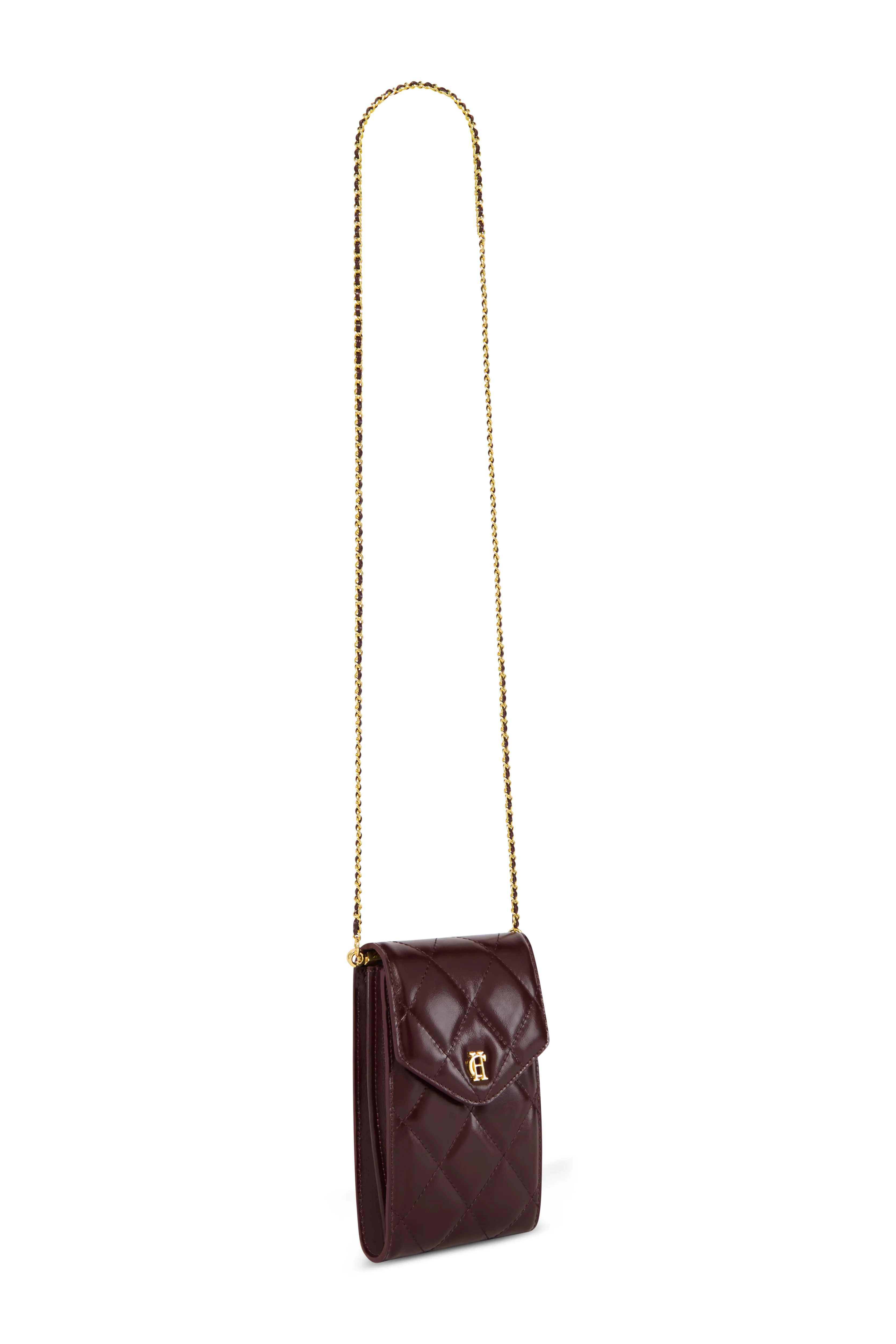 Knightsbridge Quilted Phone Pouch (Oxblood Leather) - Image 7
