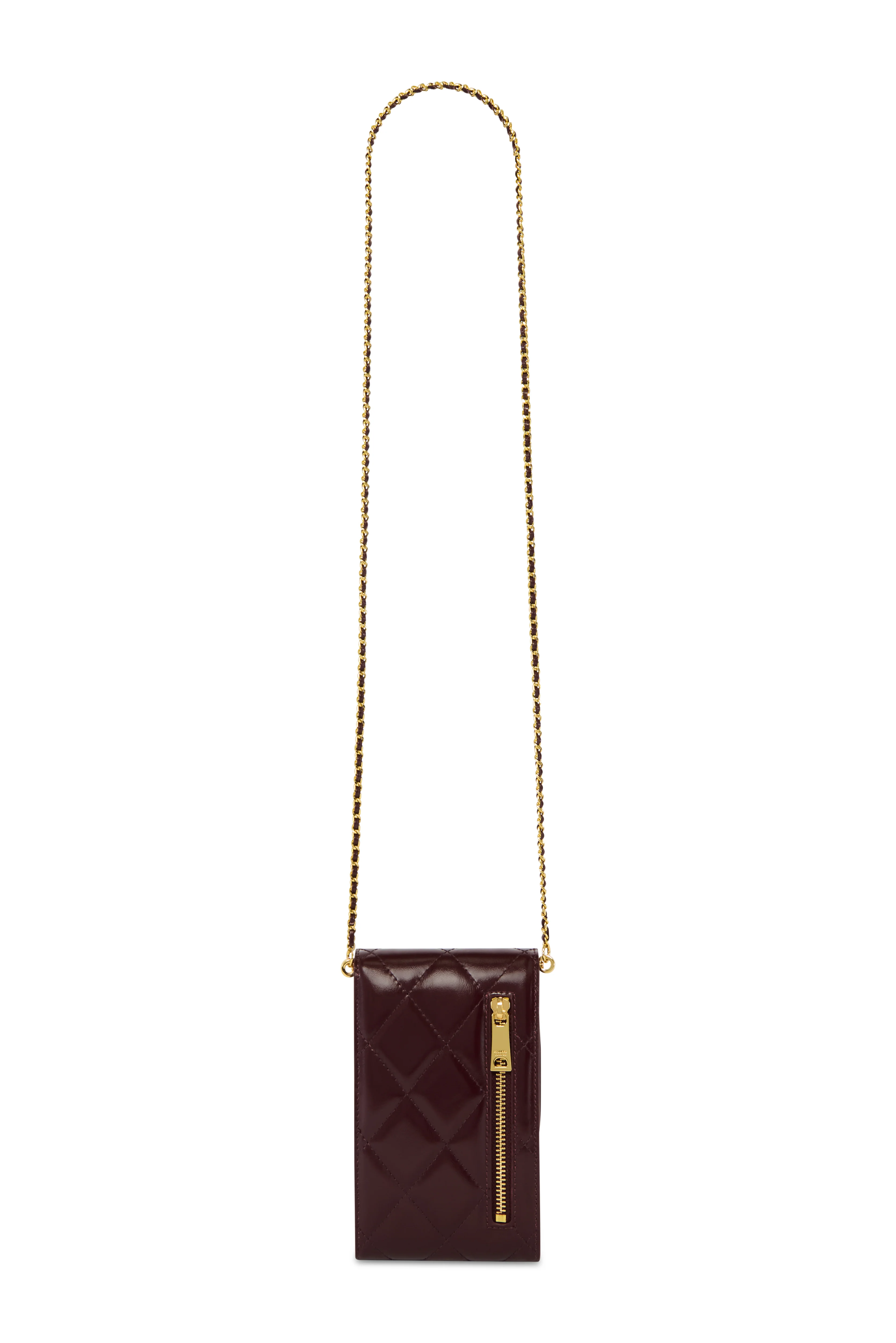 Knightsbridge Quilted Phone Pouch (Oxblood Leather) - Image 9