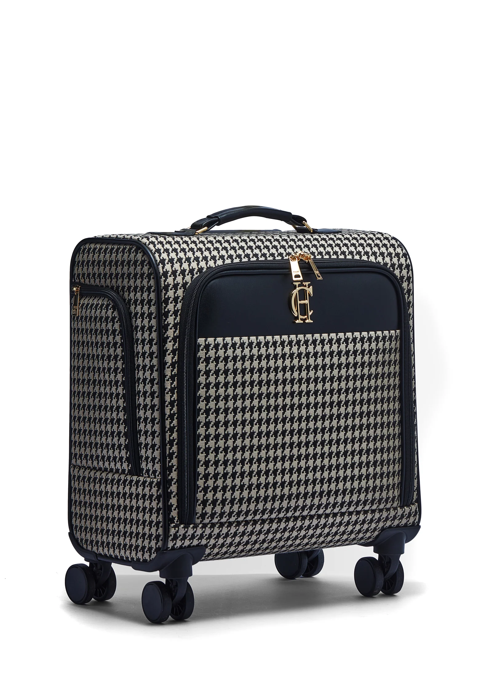 Knightsbridge Small Suitcase (Ecru Houndstooth) - Image 10
